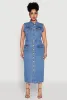 Plus Size Daisy Denim Sleeveless Utility Maxi Dress sold by Rainbow