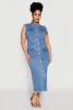 Plus Size Daisy Denim Sleeveless Utility Maxi Dress sold by Rainbow