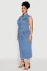 Plus Size Daisy Denim Sleeveless Utility Maxi Dress sold by Rainbow