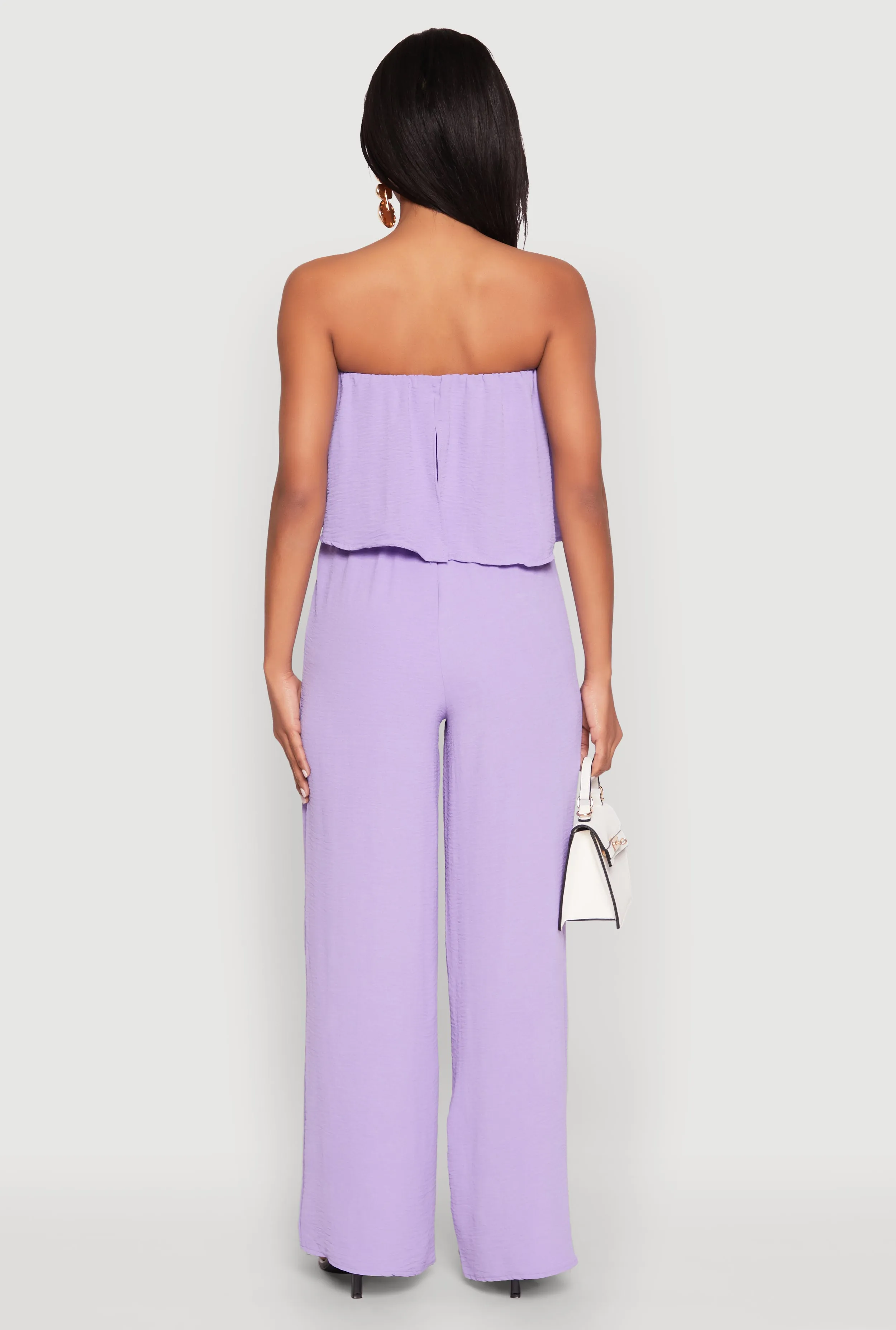 Crepe Knit Ruffle Overlay Tie Waist Jumpsuit sold by Rainbow product image thumbnail 5