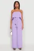 Crepe Knit Ruffle Overlay Tie Waist Jumpsuit sold by Rainbow