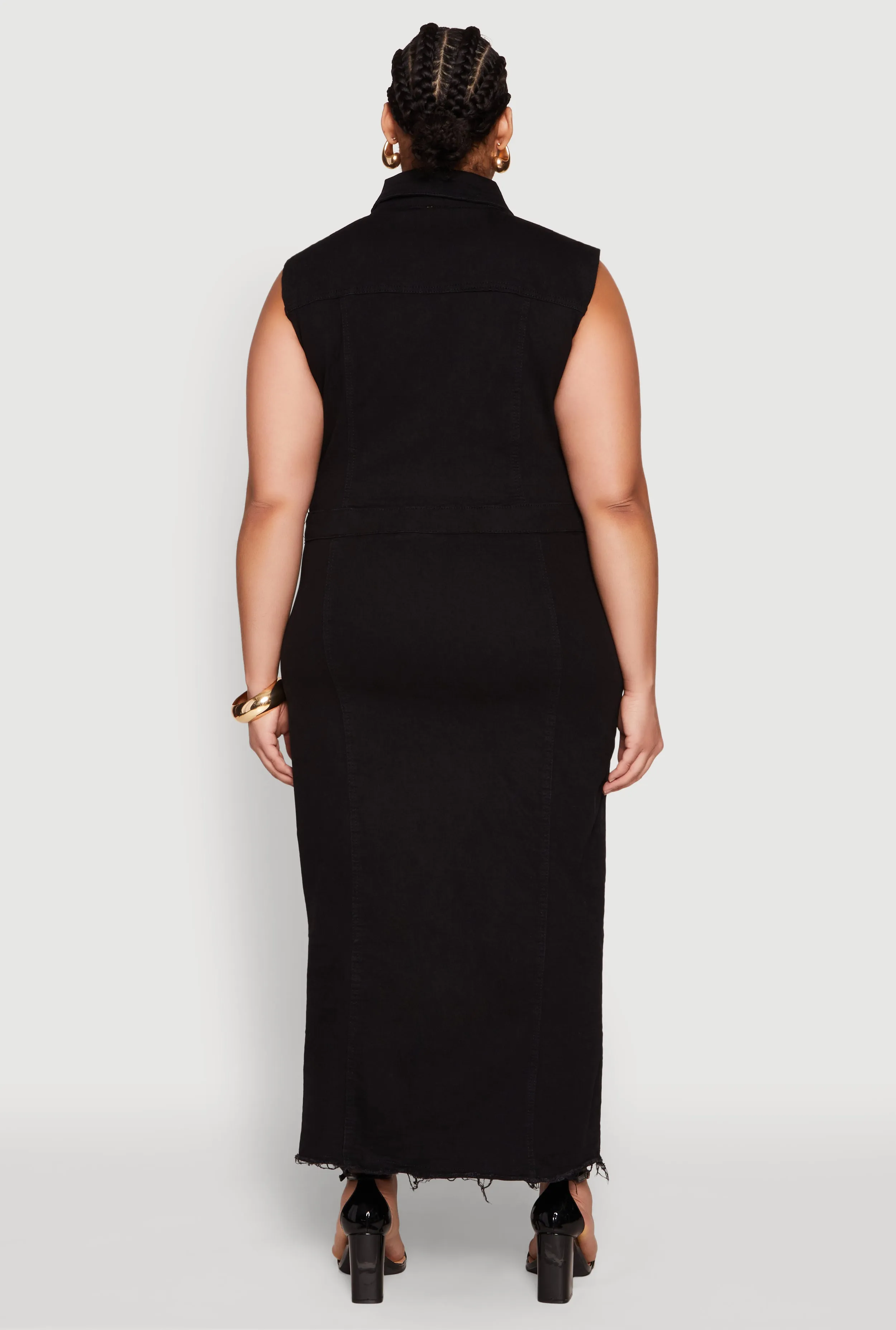 Plus Size Daisy Denim Sleeveless Utility Maxi Dress sold by Rainbow product image thumbnail 5