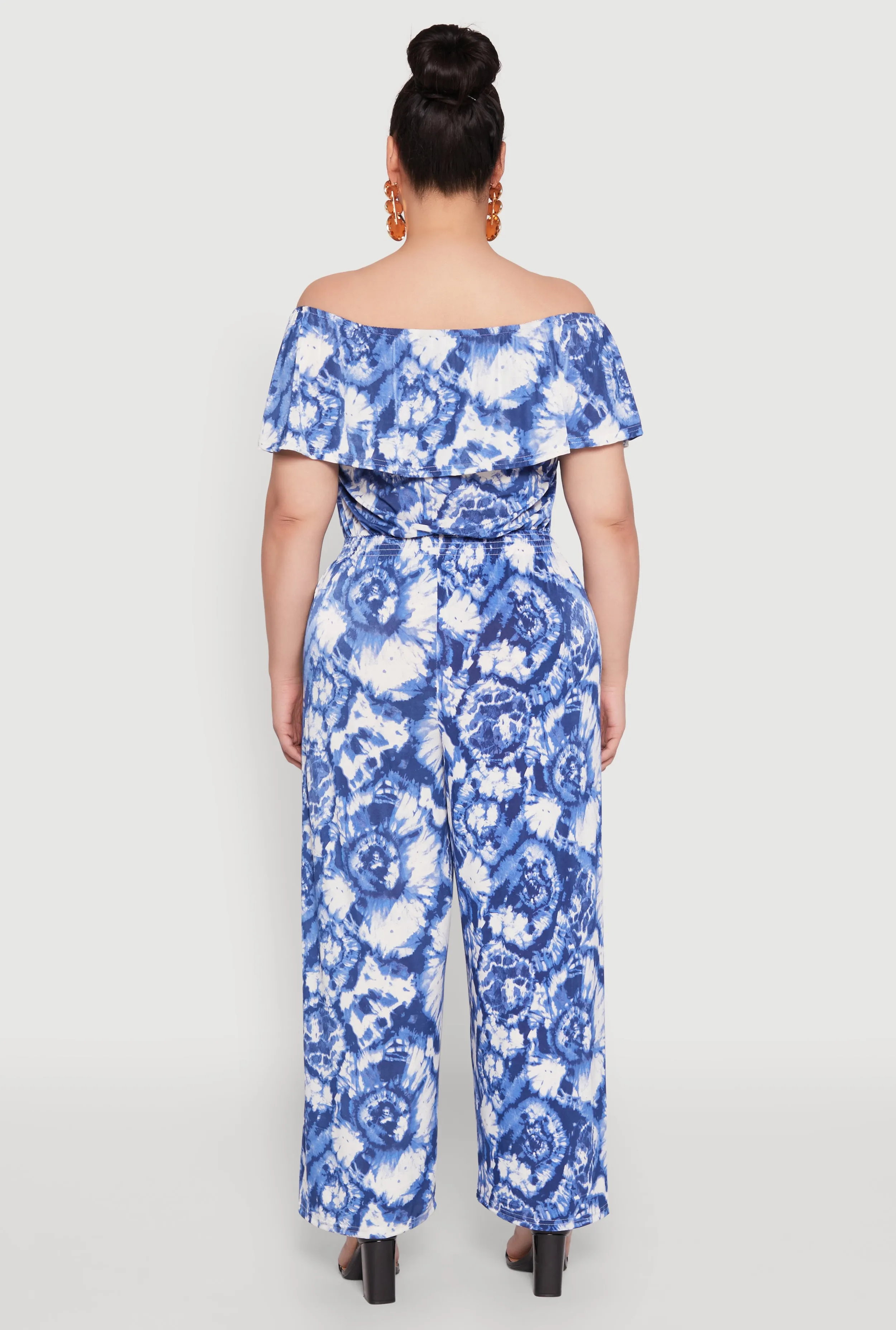 Plus Size Tie Dye Off the Shoulder Jumpsuit sold by Rainbow product image thumbnail 5