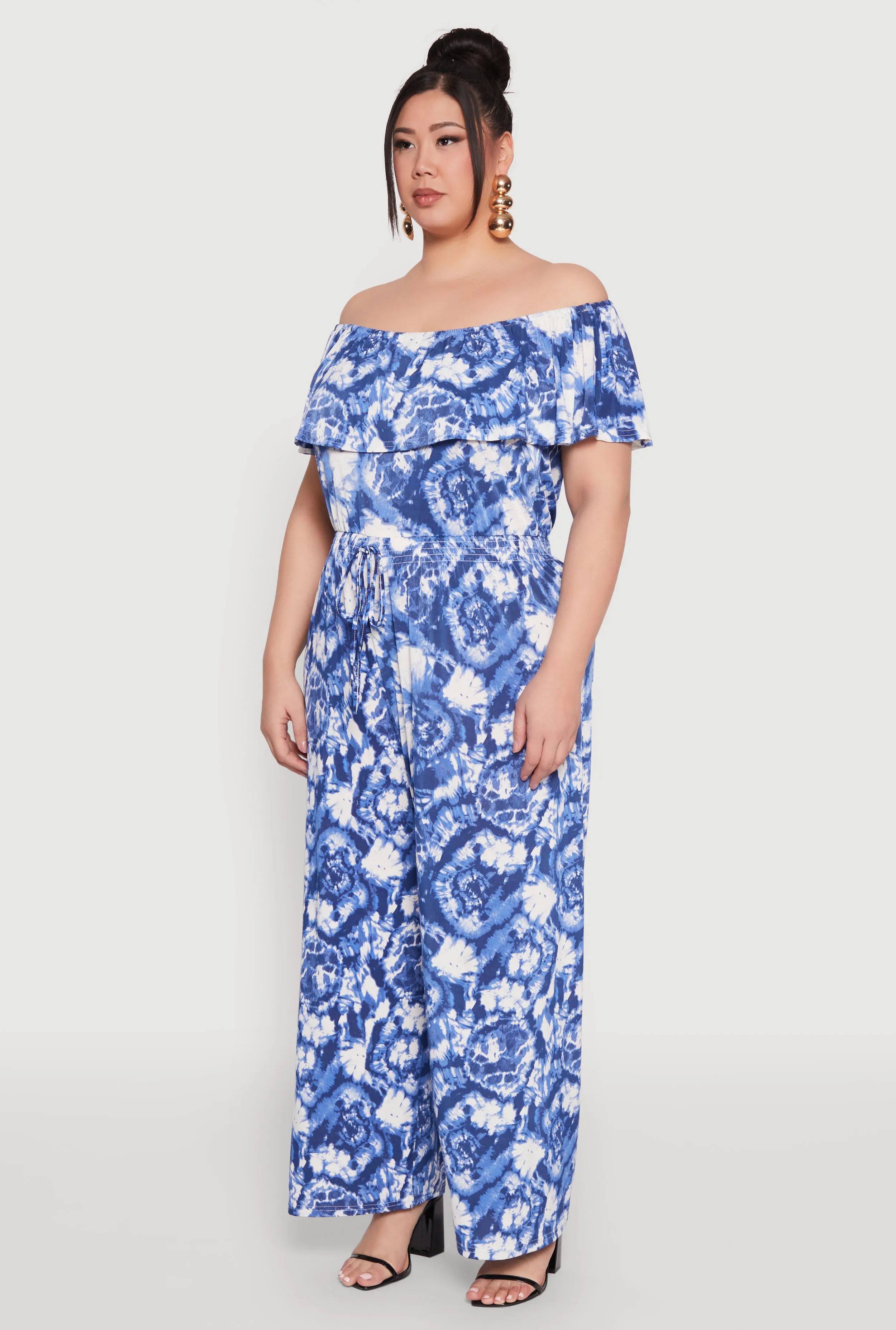 Plus Size Tie Dye Off the Shoulder Jumpsuit sold by Rainbow product image thumbnail 3