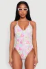 Retro Floral Print One Piece Swimsuit sold by Rainbow