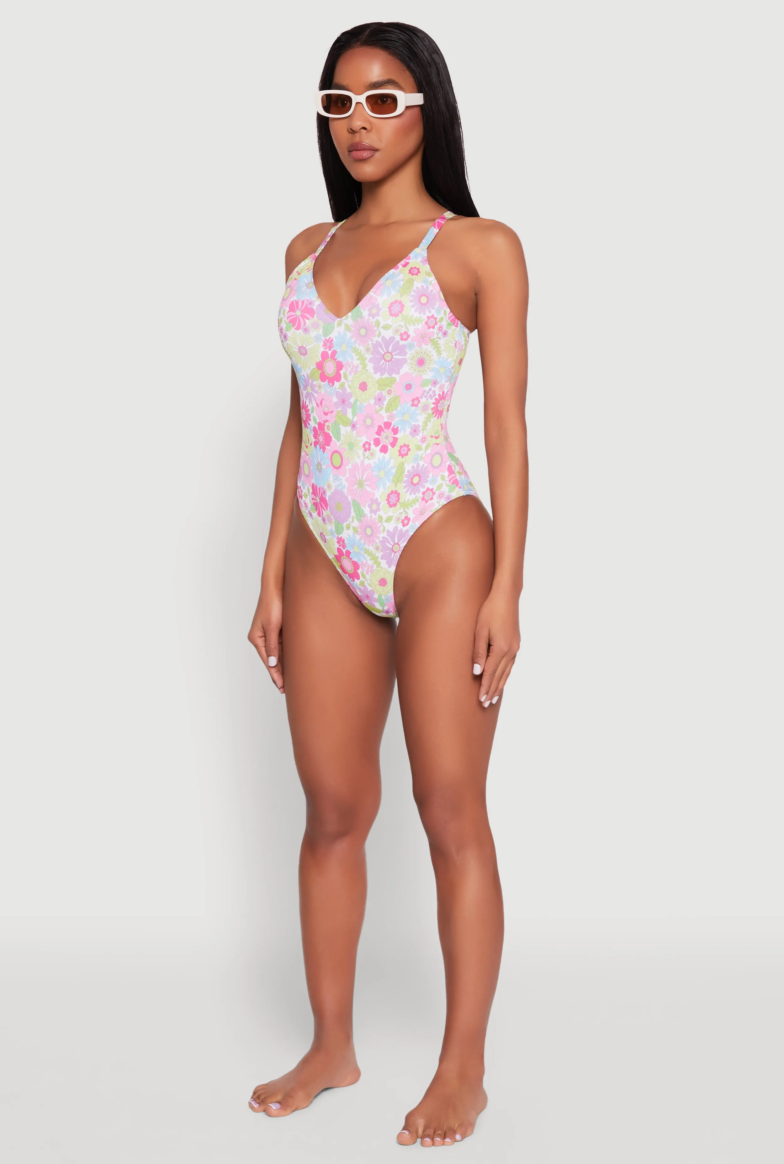 Retro Floral Print One Piece Swimsuit sold by Rainbow product image thumbnail 5