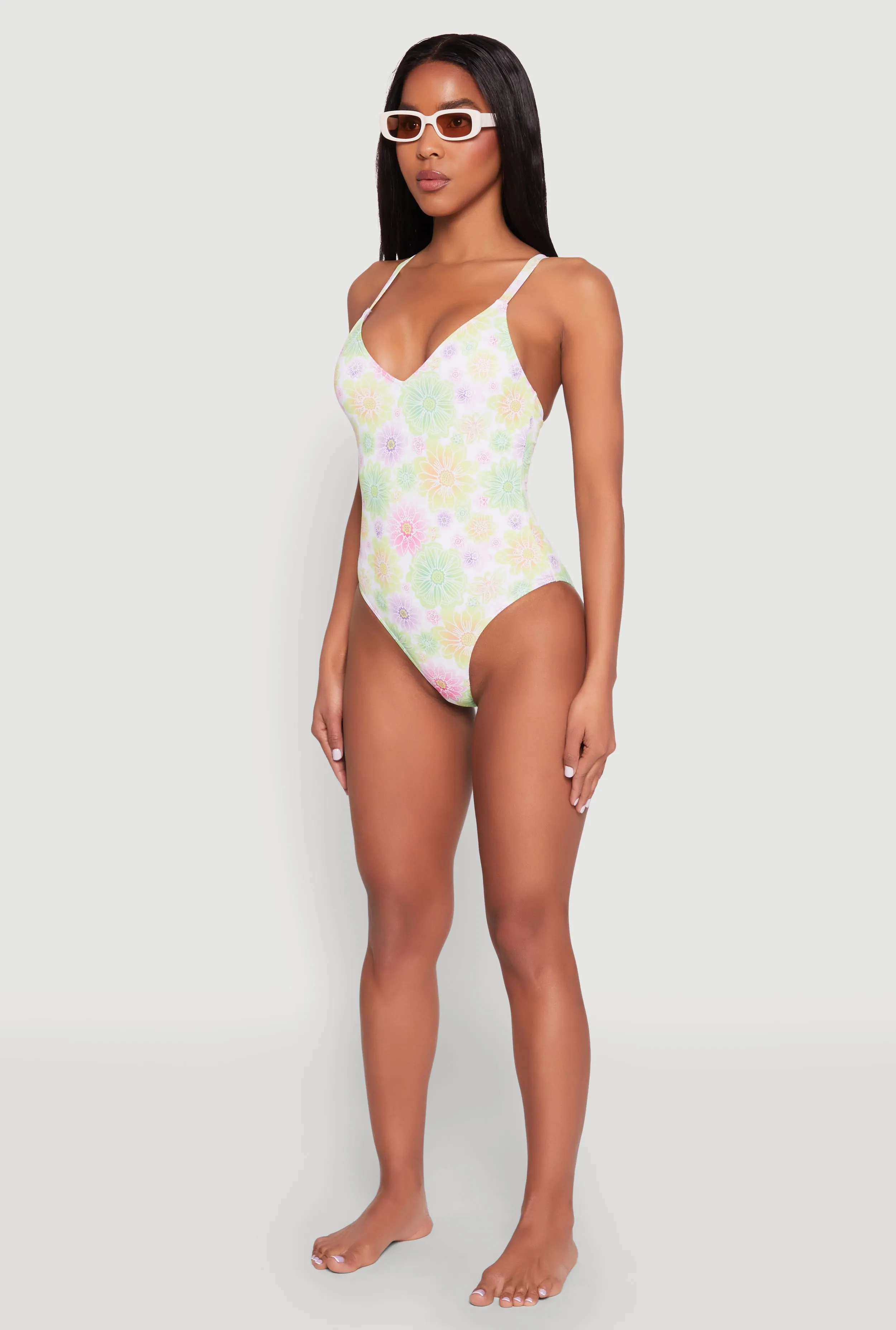 Flower Print One Piece Swimsuit sold by Rainbow product image thumbnail 5