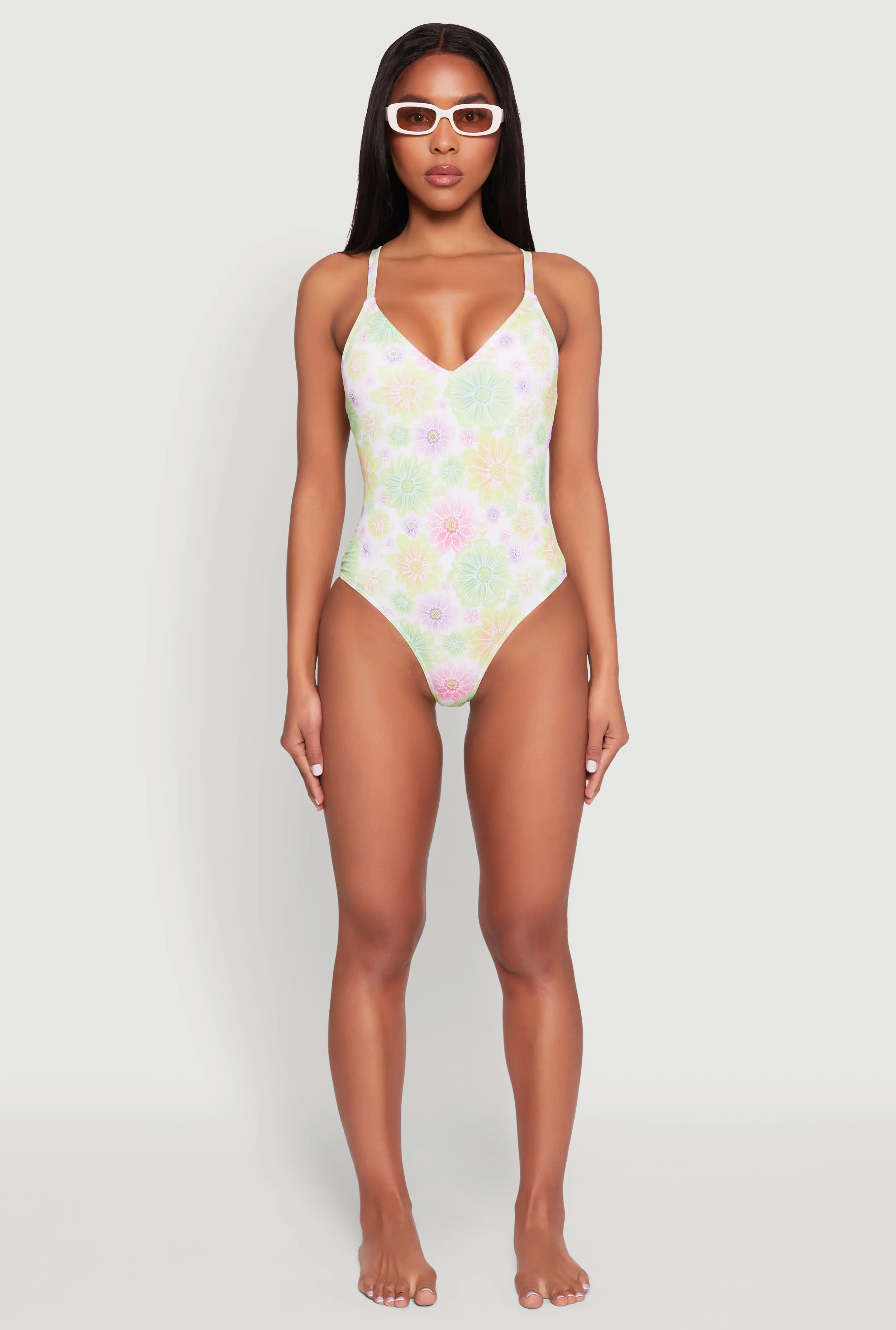 Flower Print One Piece Swimsuit sold by Rainbow