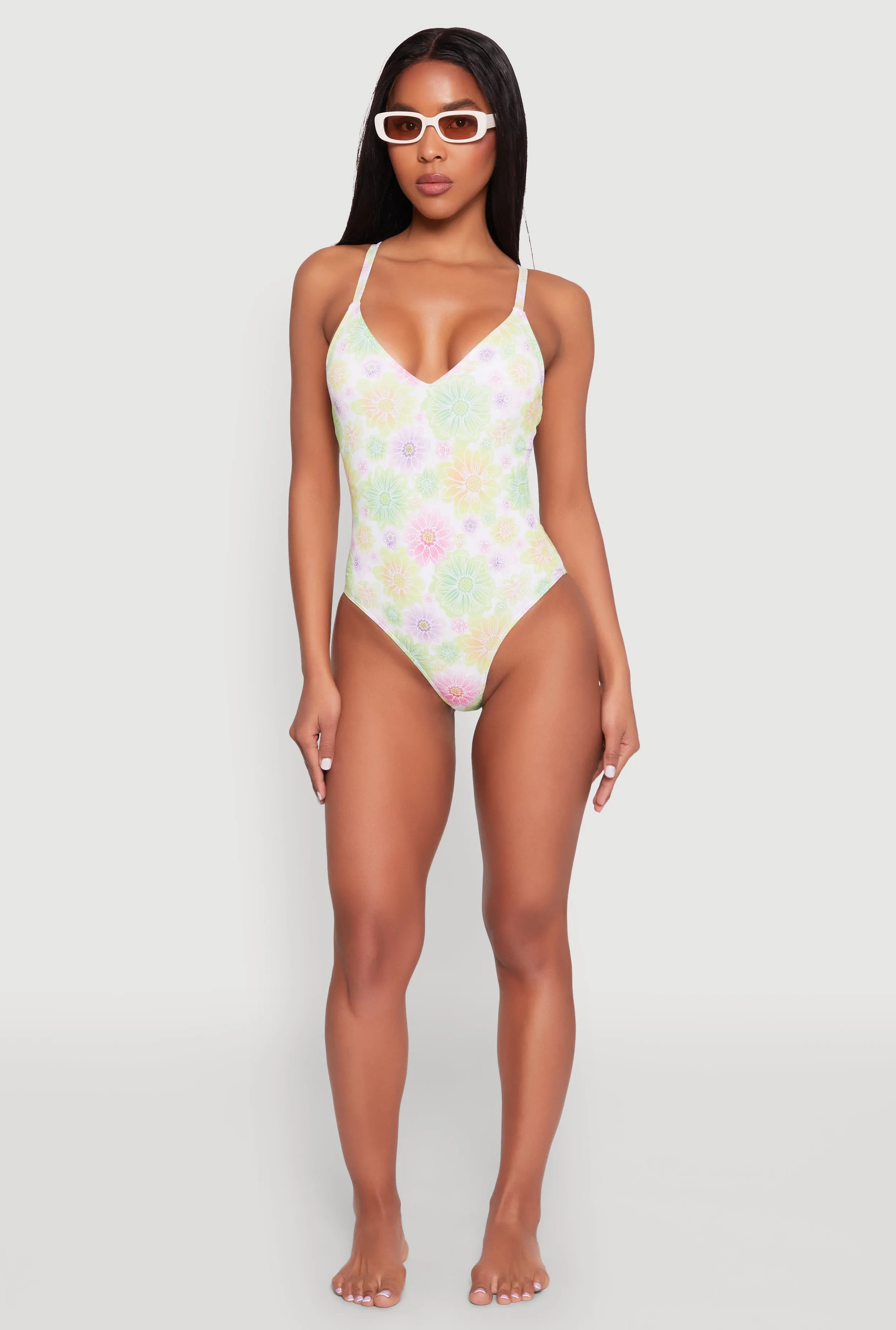 Flower Print One Piece Swimsuit sold by Rainbow product image thumbnail 3