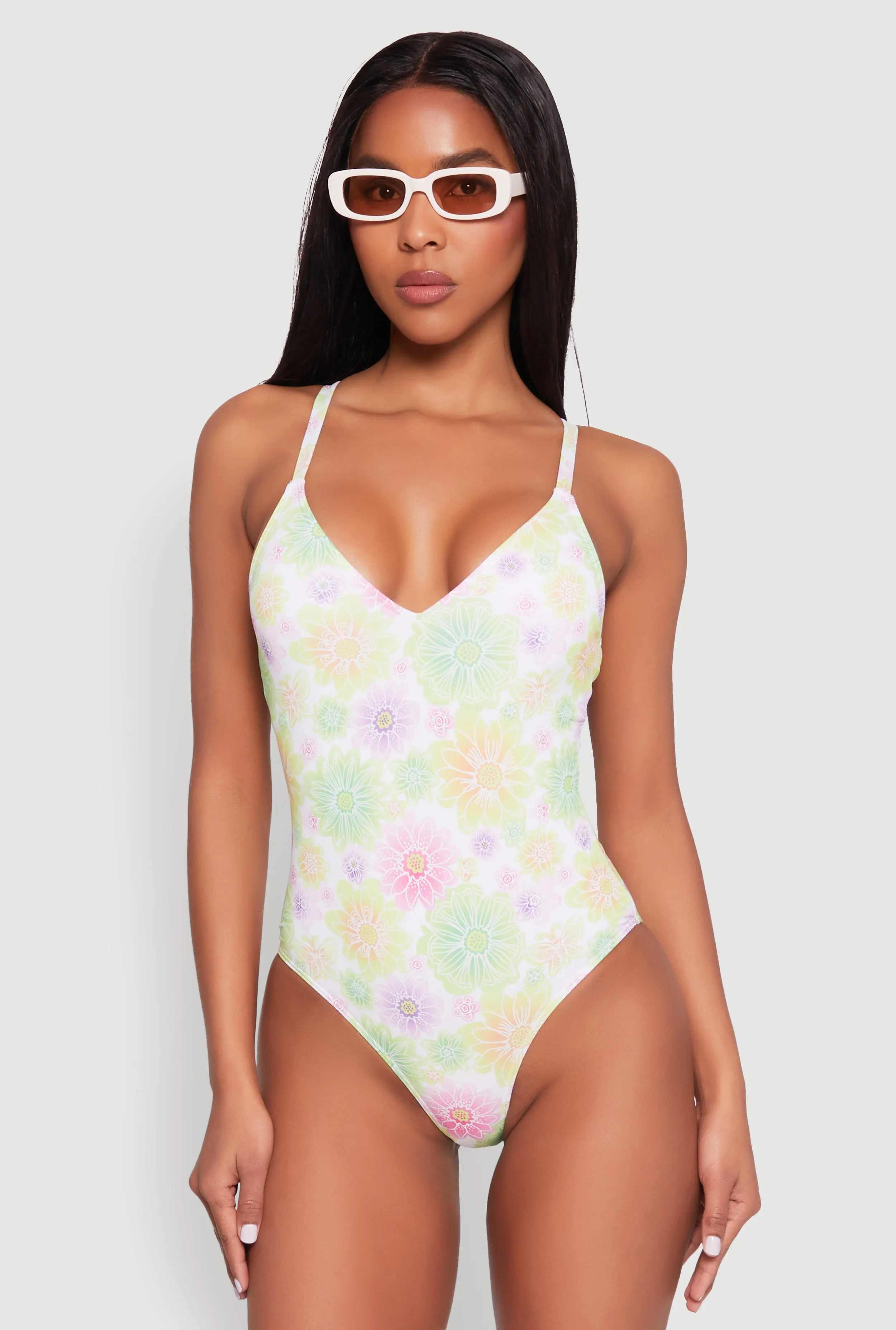 Flower Print One Piece Swimsuit sold by Rainbow product image thumbnail 2
