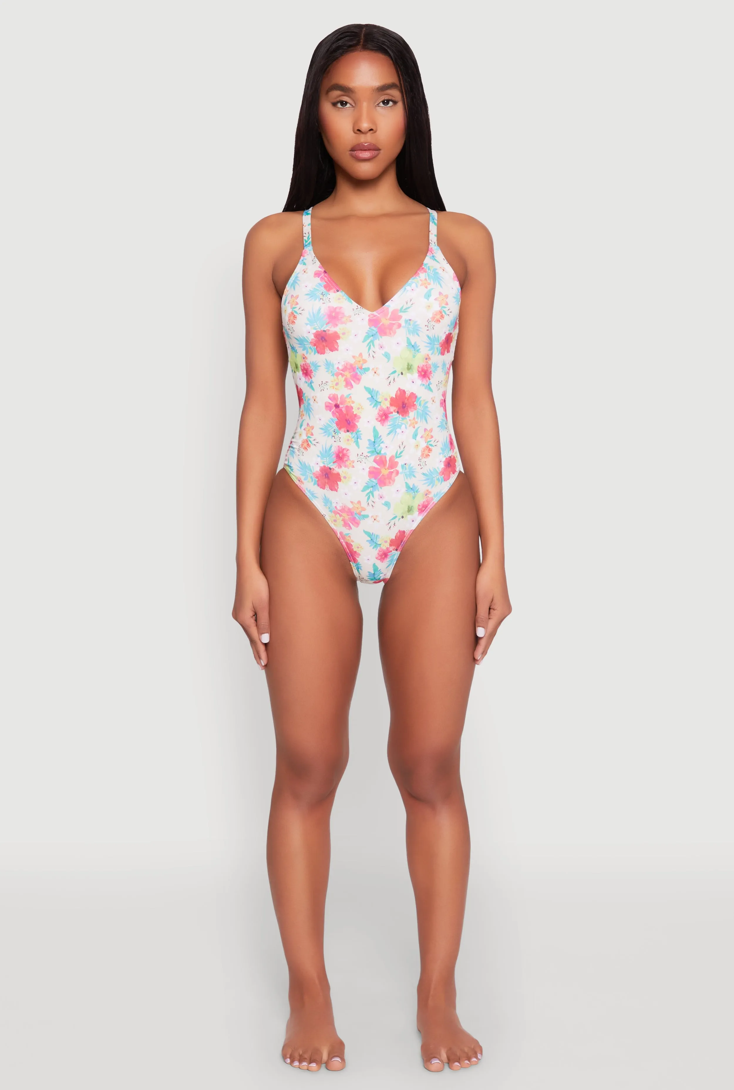 Floral Print One Piece Swimsuit sold by Rainbow product image thumbnail 3