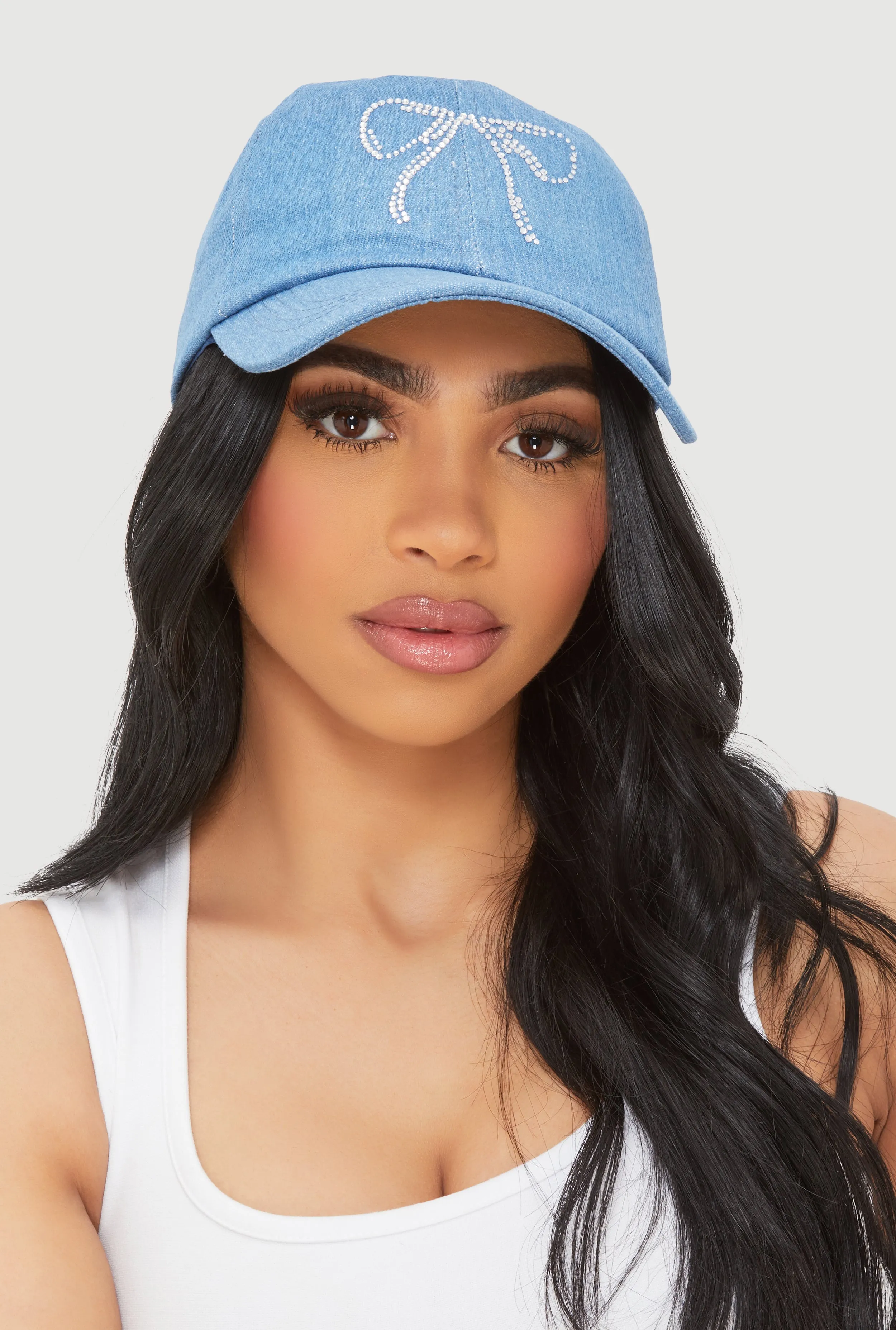 Rhinestone Bow Denim Baseball Cap sold by Rainbow product image thumbnail 2