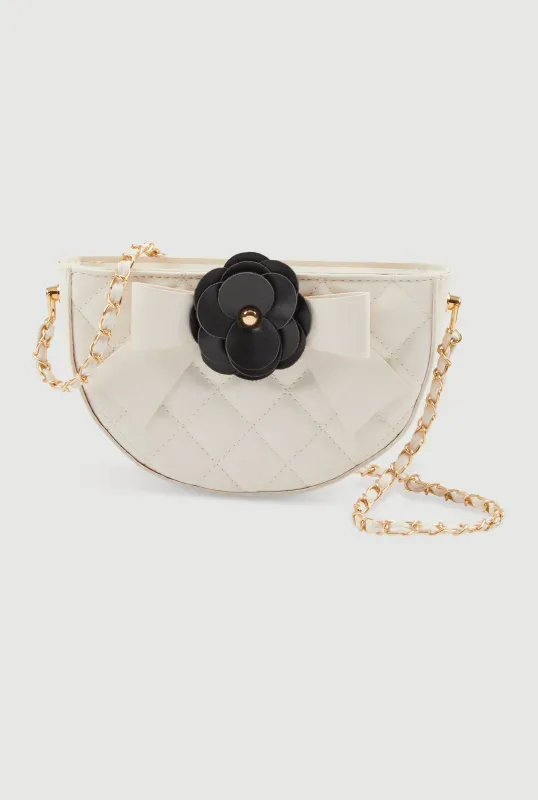 Flower Bow Detail Quilted Crossbody Bag sold by Rainbow