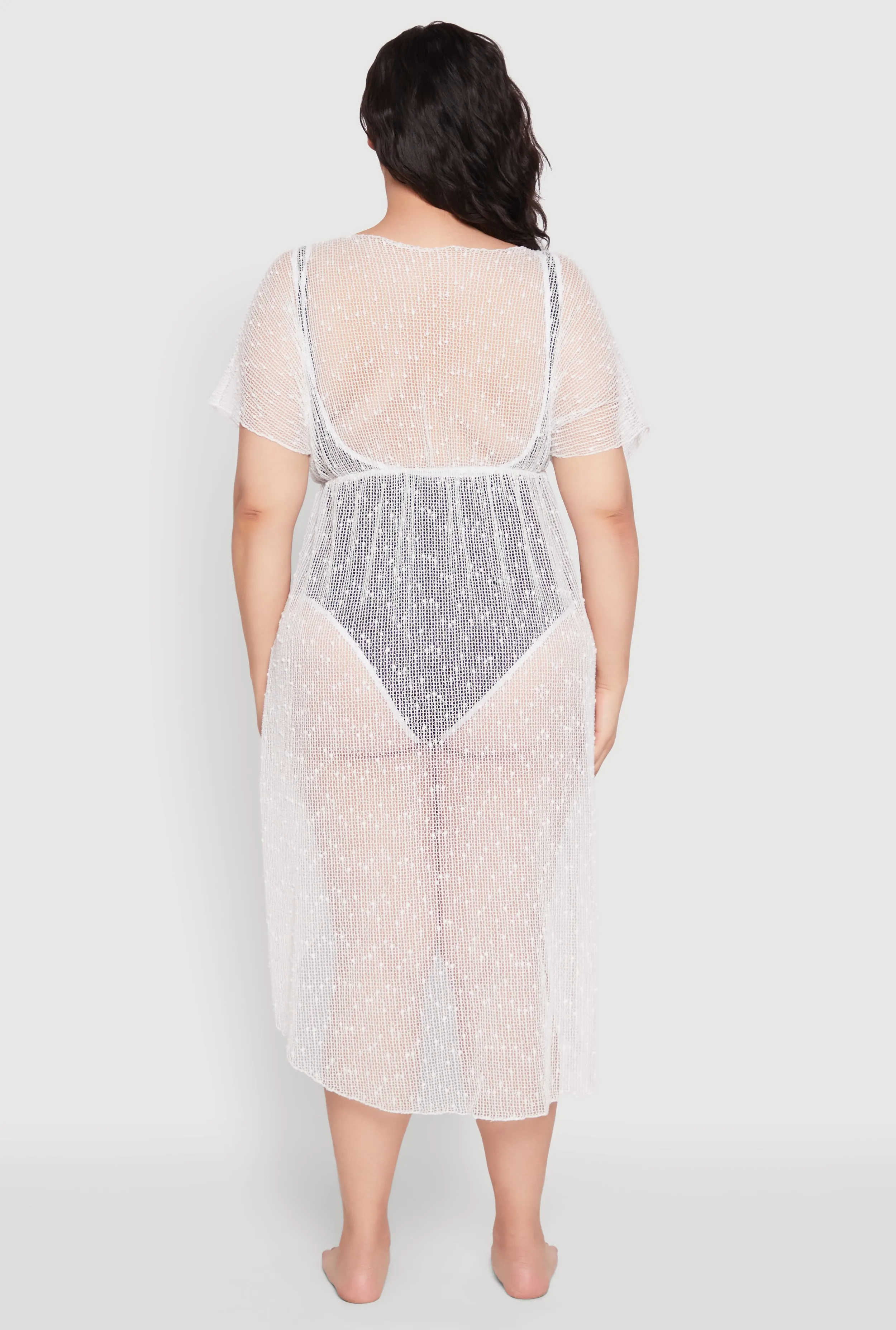 Popcorn Knit Tie Front Cover Up Kimono sold by Rainbow product image thumbnail 3