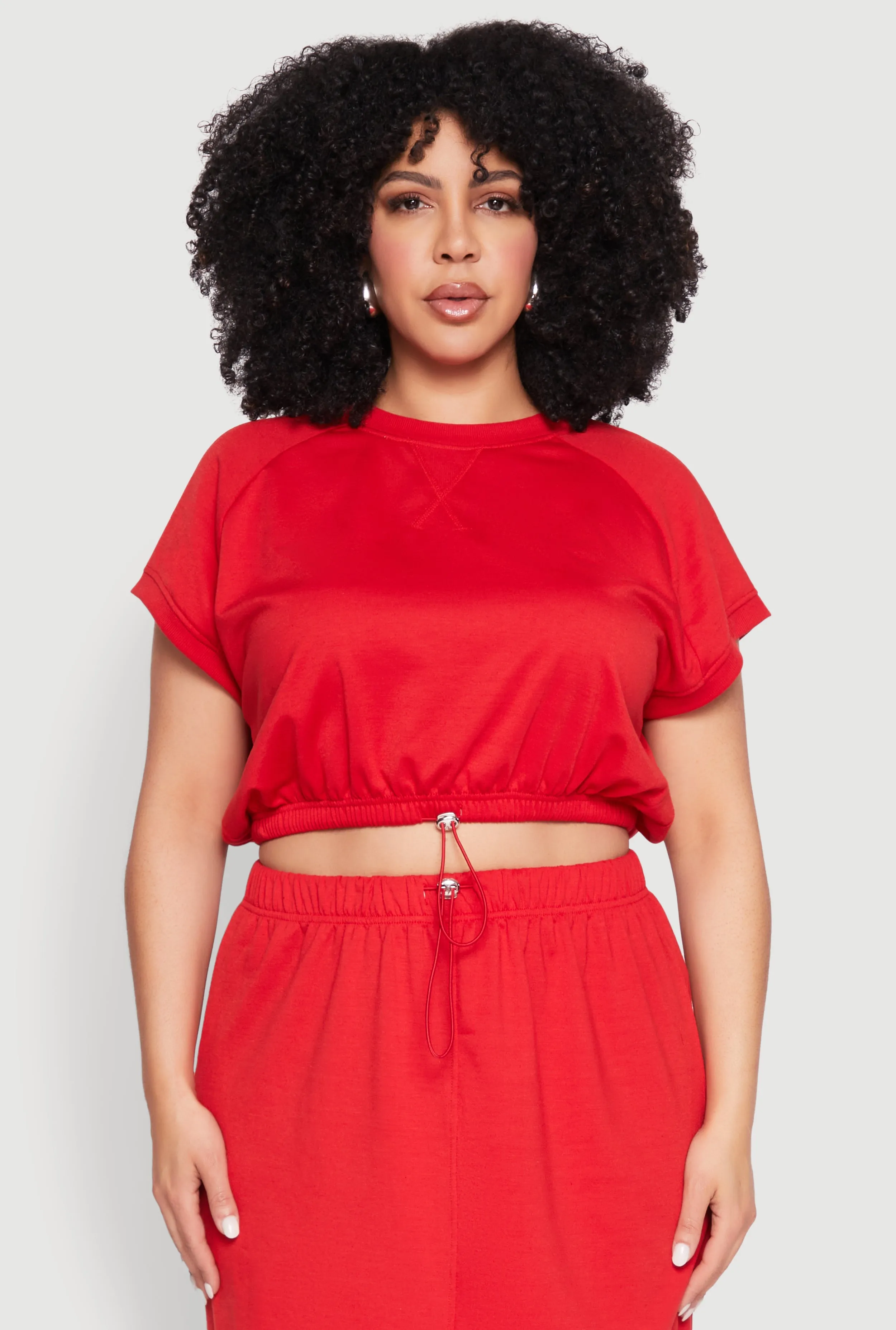 Plus Size Almost Famous Short Sleeve Cropped Sweatshirt sold by Rainbow