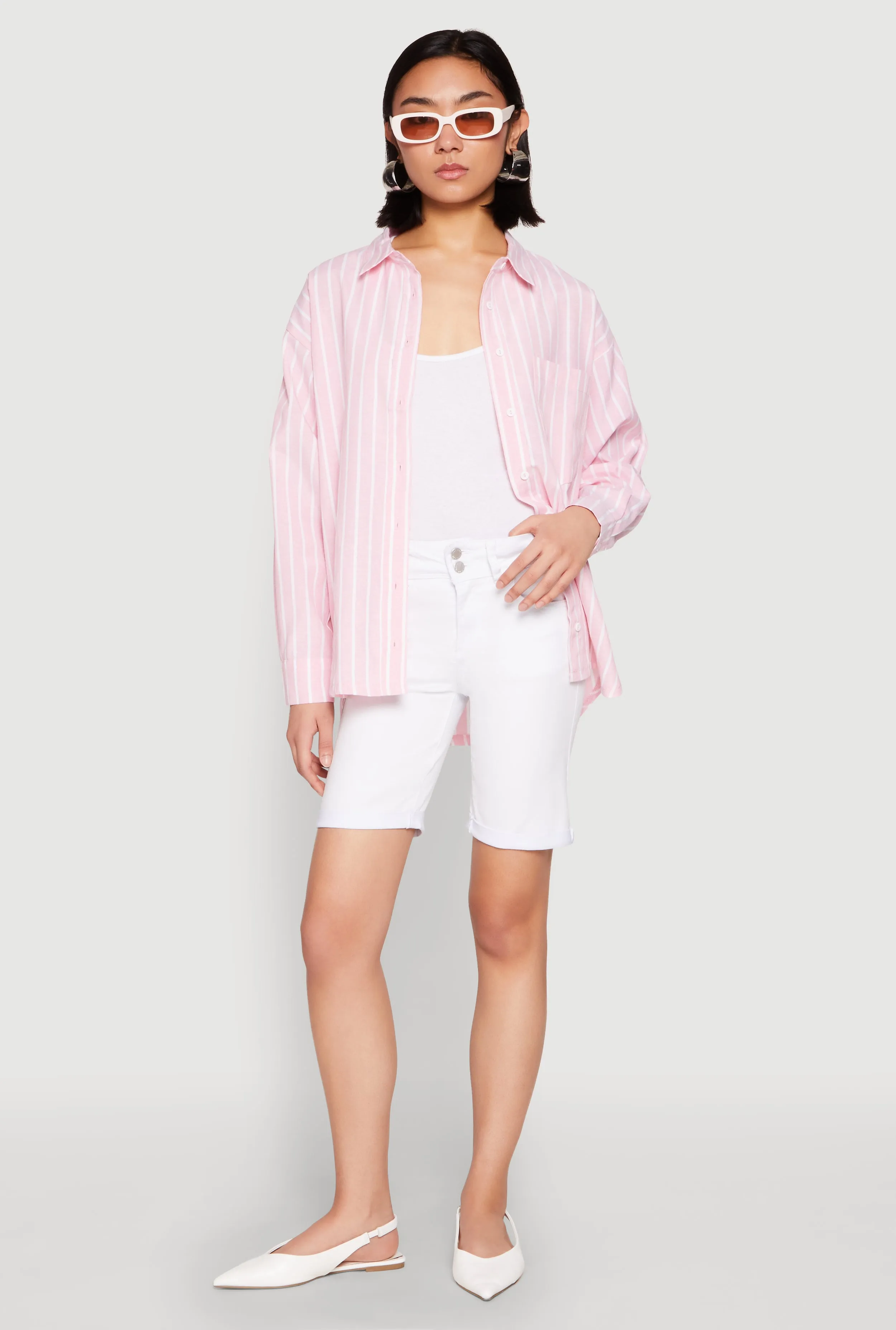 Iris Striped Linen Button Front Shirt sold by Rainbow product image thumbnail 3
