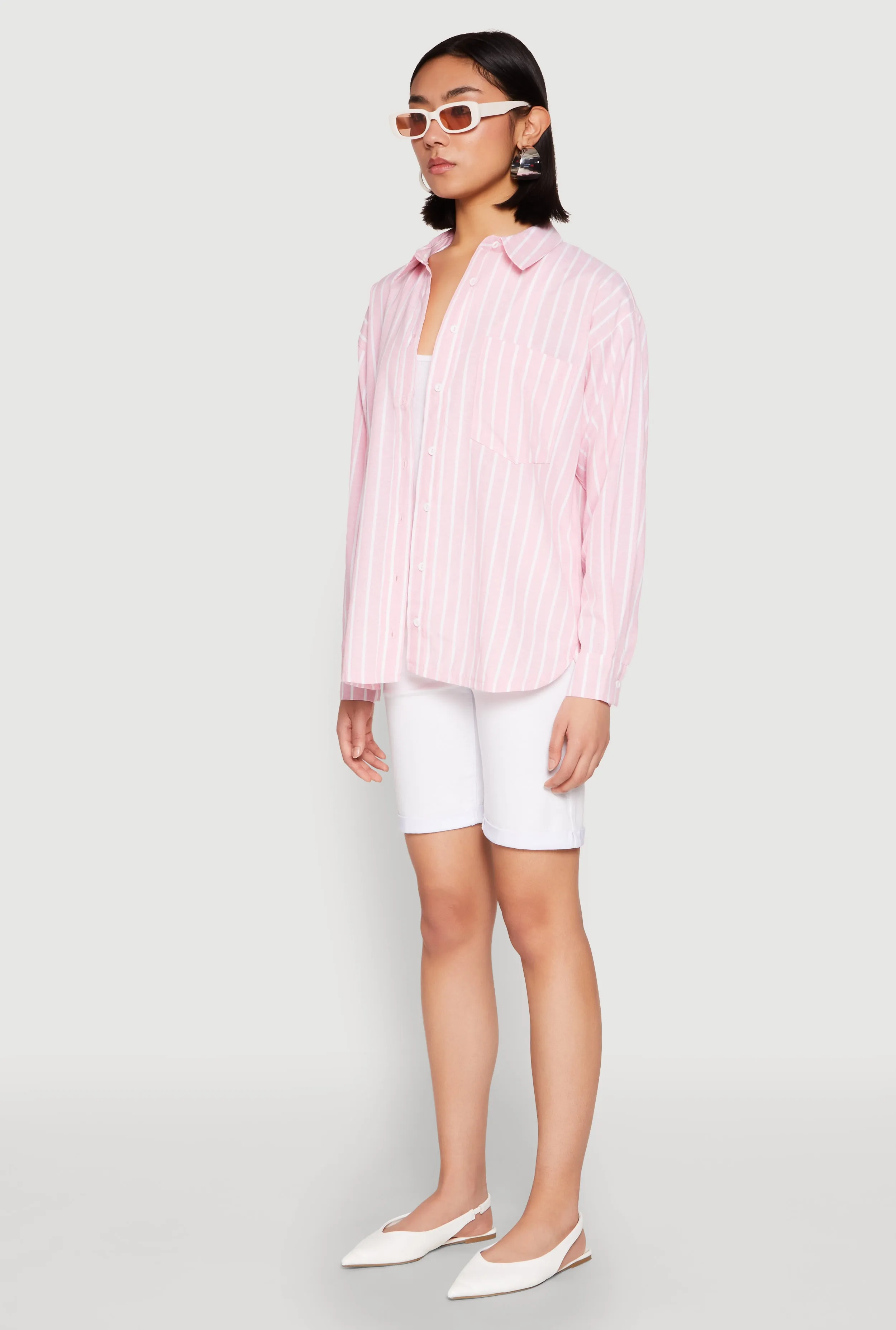 Iris Striped Linen Button Front Shirt sold by Rainbow product image thumbnail 5