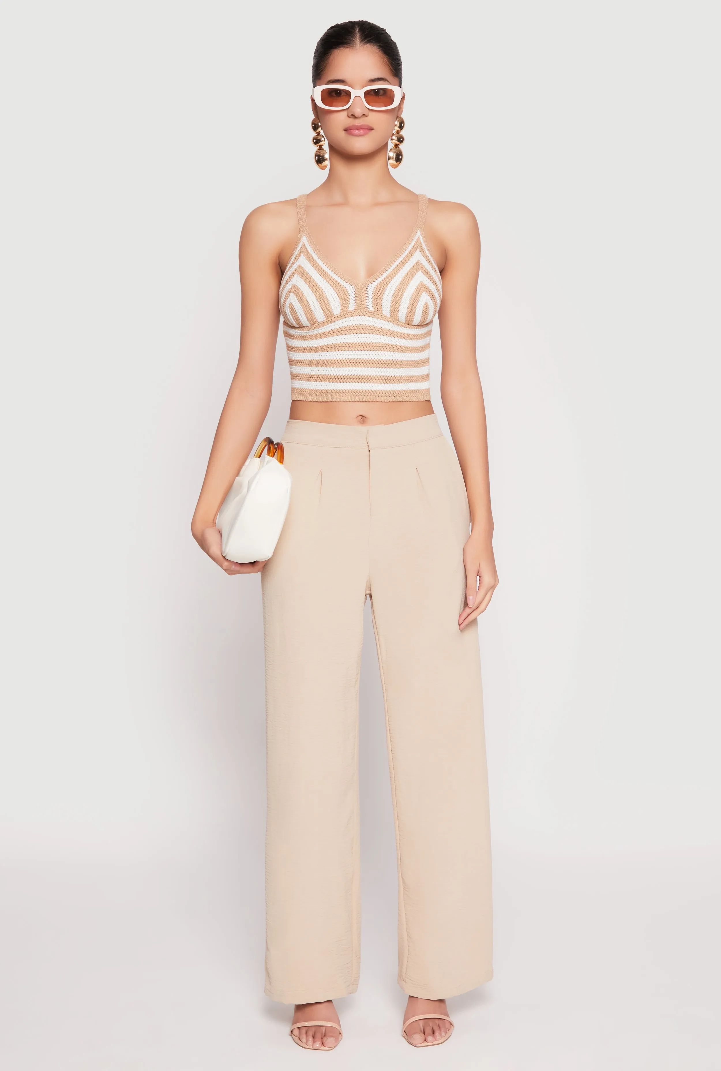 Crochet Striped Crop Top sold by Rainbow