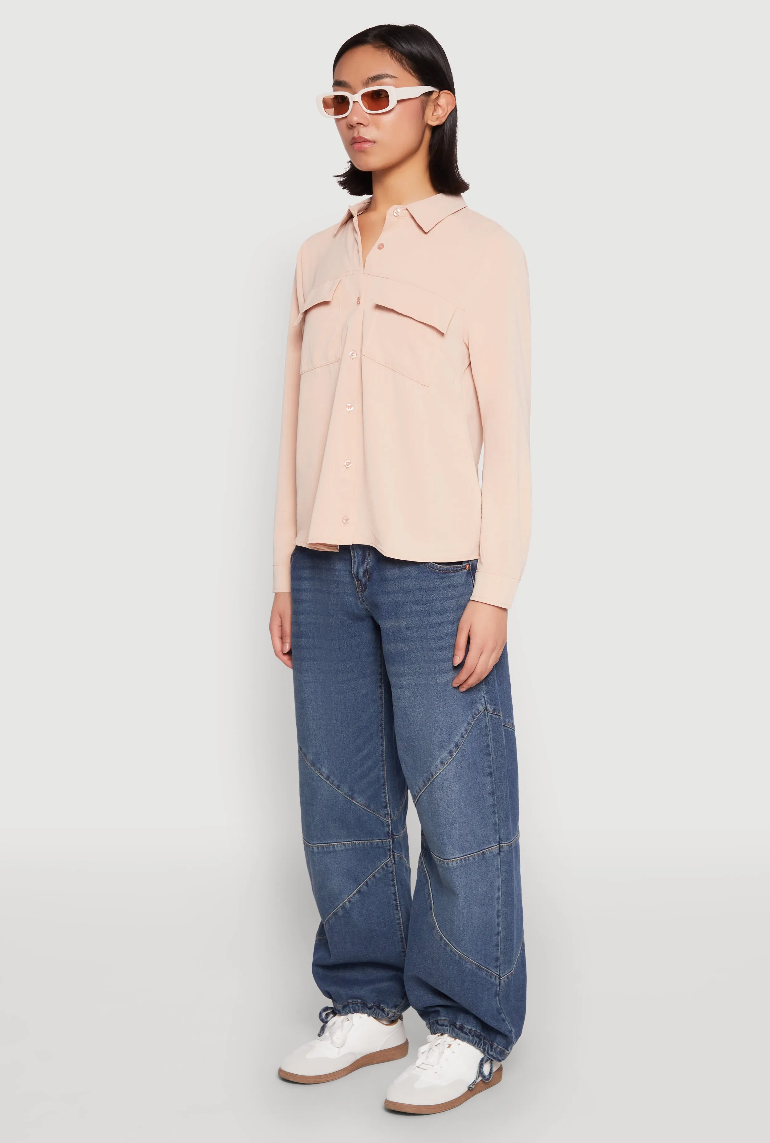 Iris Airy Button Front Cargo Pocket Blouse sold by Rainbow product image thumbnail 5