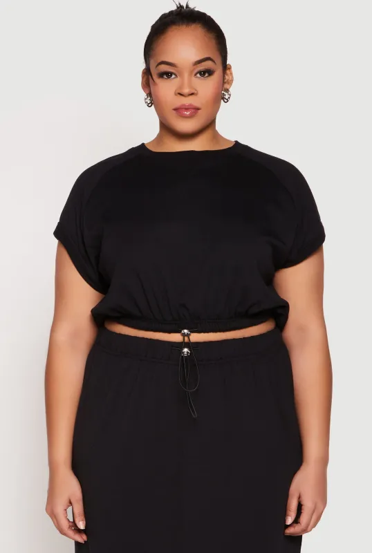 Plus Size Almost Famous Short Sleeve Cropped Sweatshirt sold by Rainbow