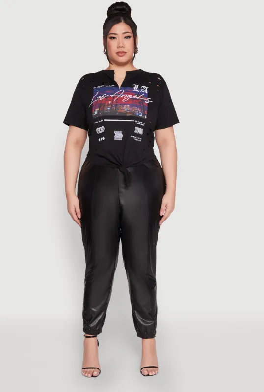 Plus Size Los Angeles Slashed Graphic Tee sold by Rainbow