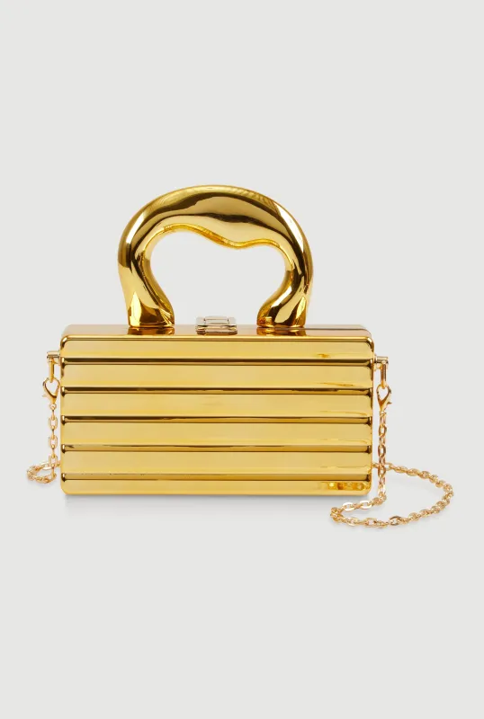 Ribbed Metallic Hard Shell Clutch Purse sold by Rainbow