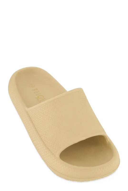Solid Platform Slide Sandals sold by Rainbow