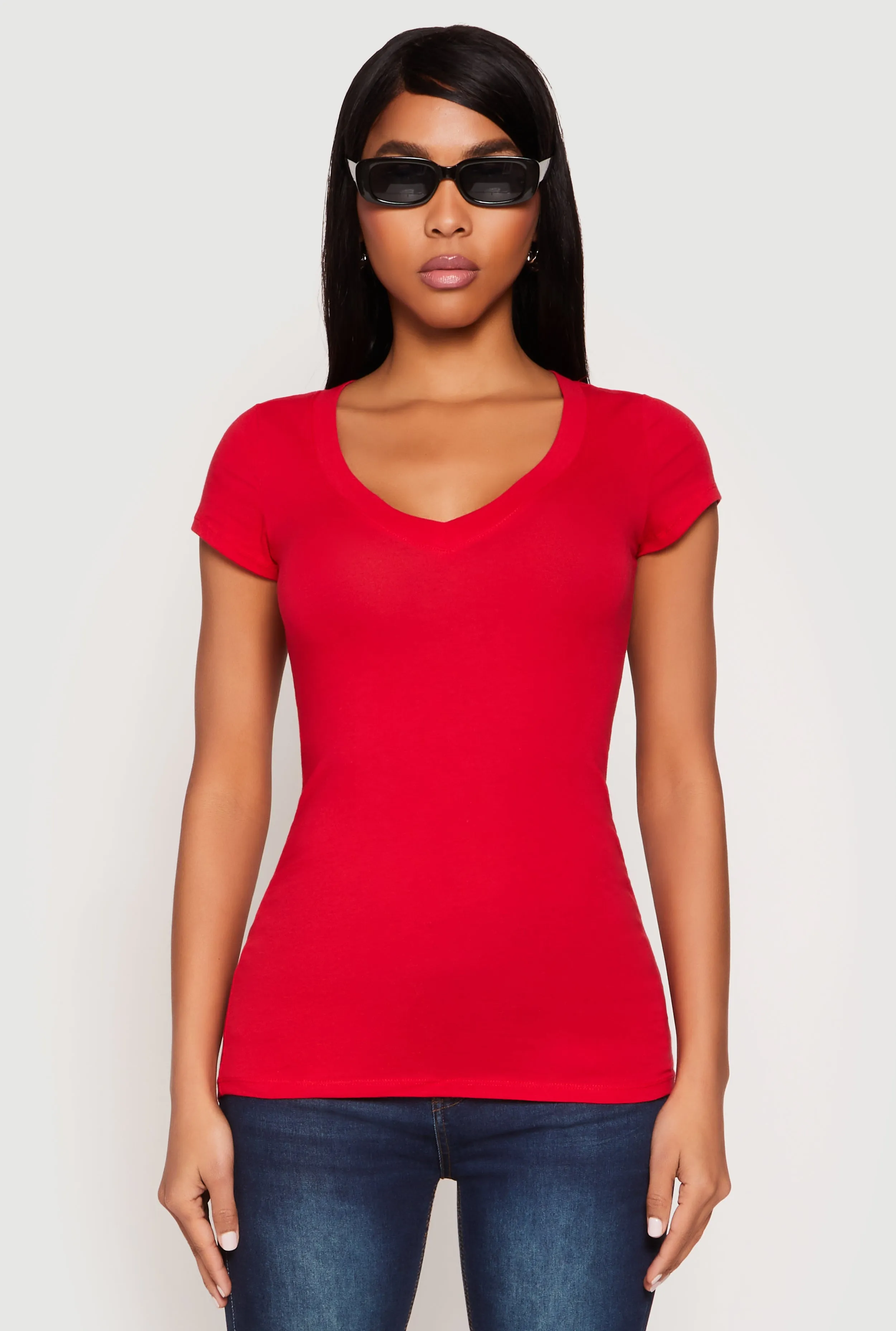 V Neck Basic Short Sleeve Tee sold by Rainbow product image thumbnail 2