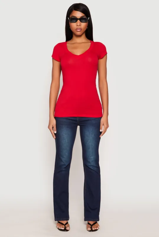 V Neck Basic Short Sleeve Tee sold by Rainbow