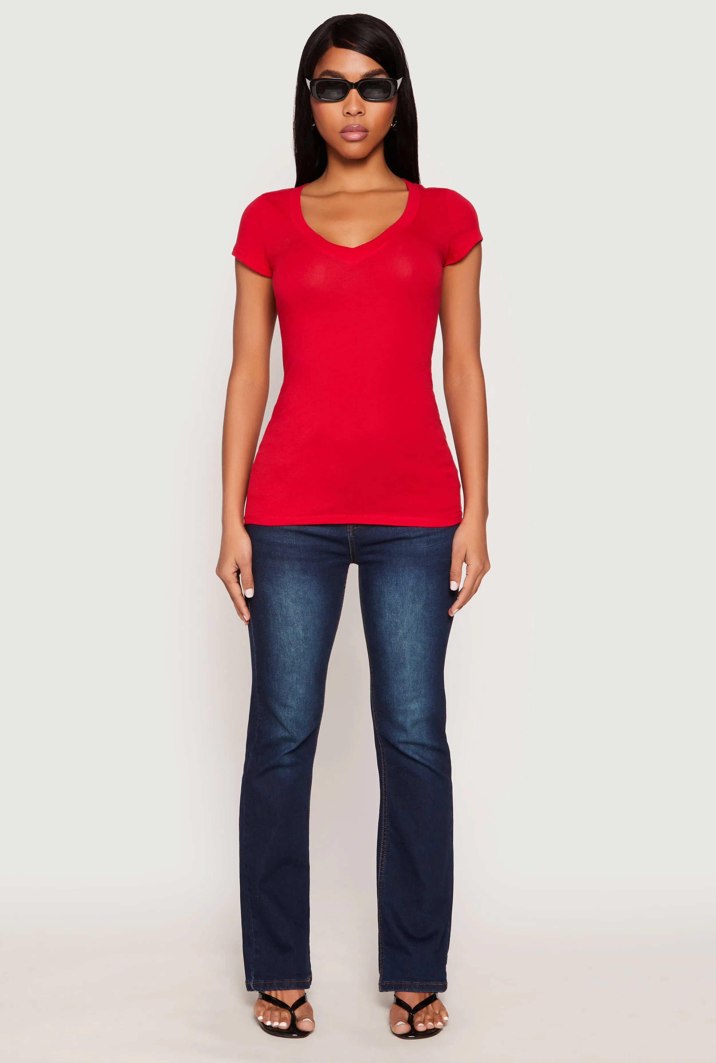 V Neck Basic Short Sleeve Tee sold by Rainbow