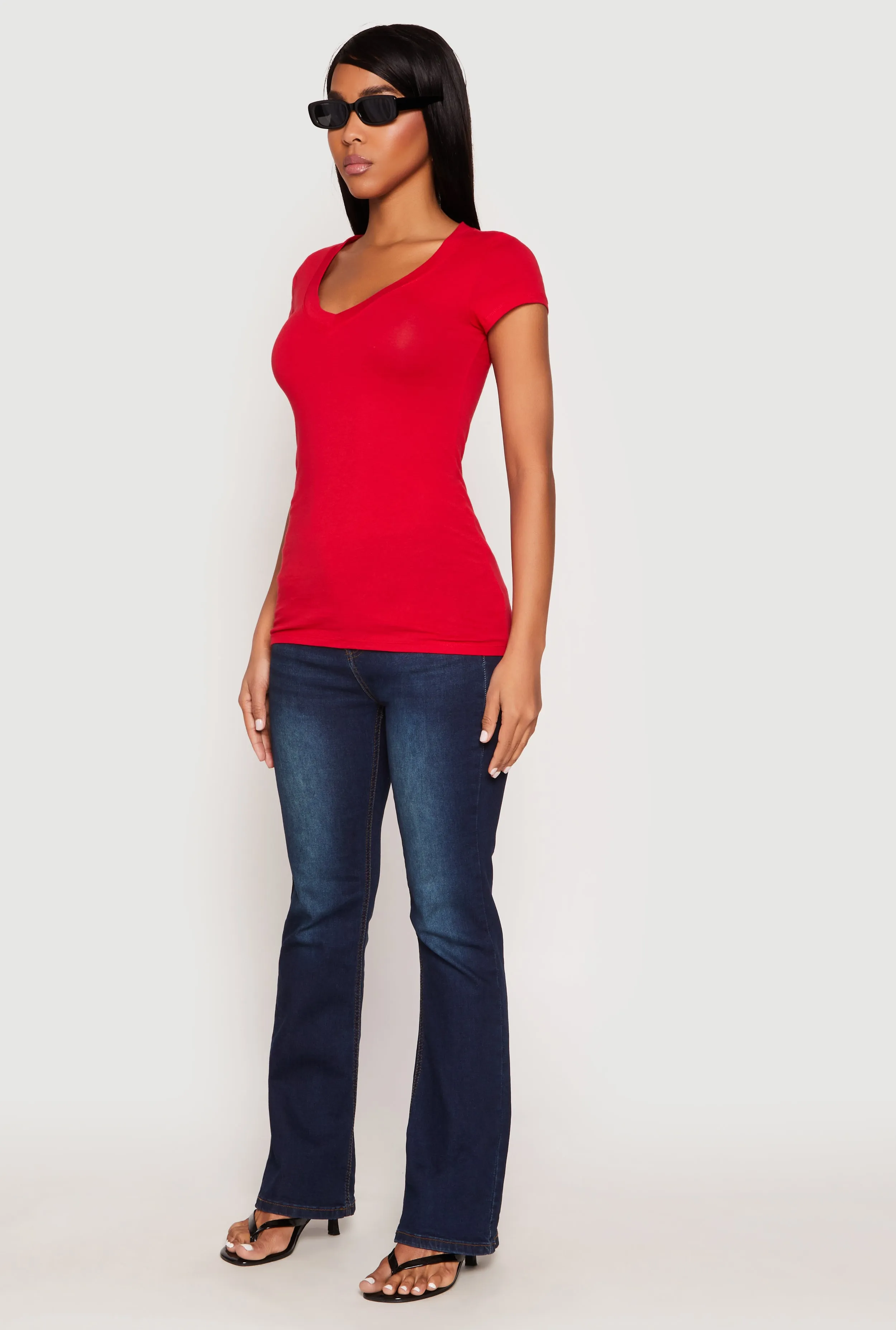 V Neck Basic Short Sleeve Tee sold by Rainbow product image thumbnail 5