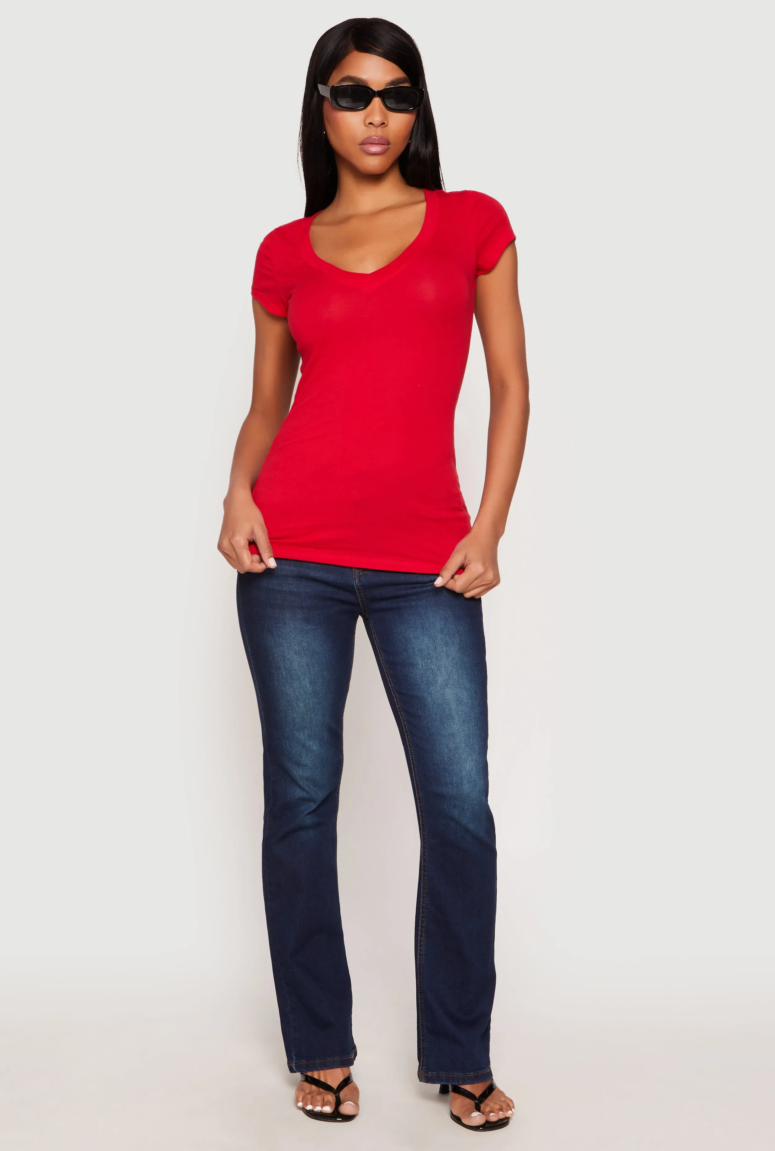 V Neck Basic Short Sleeve Tee sold by Rainbow product image thumbnail 3