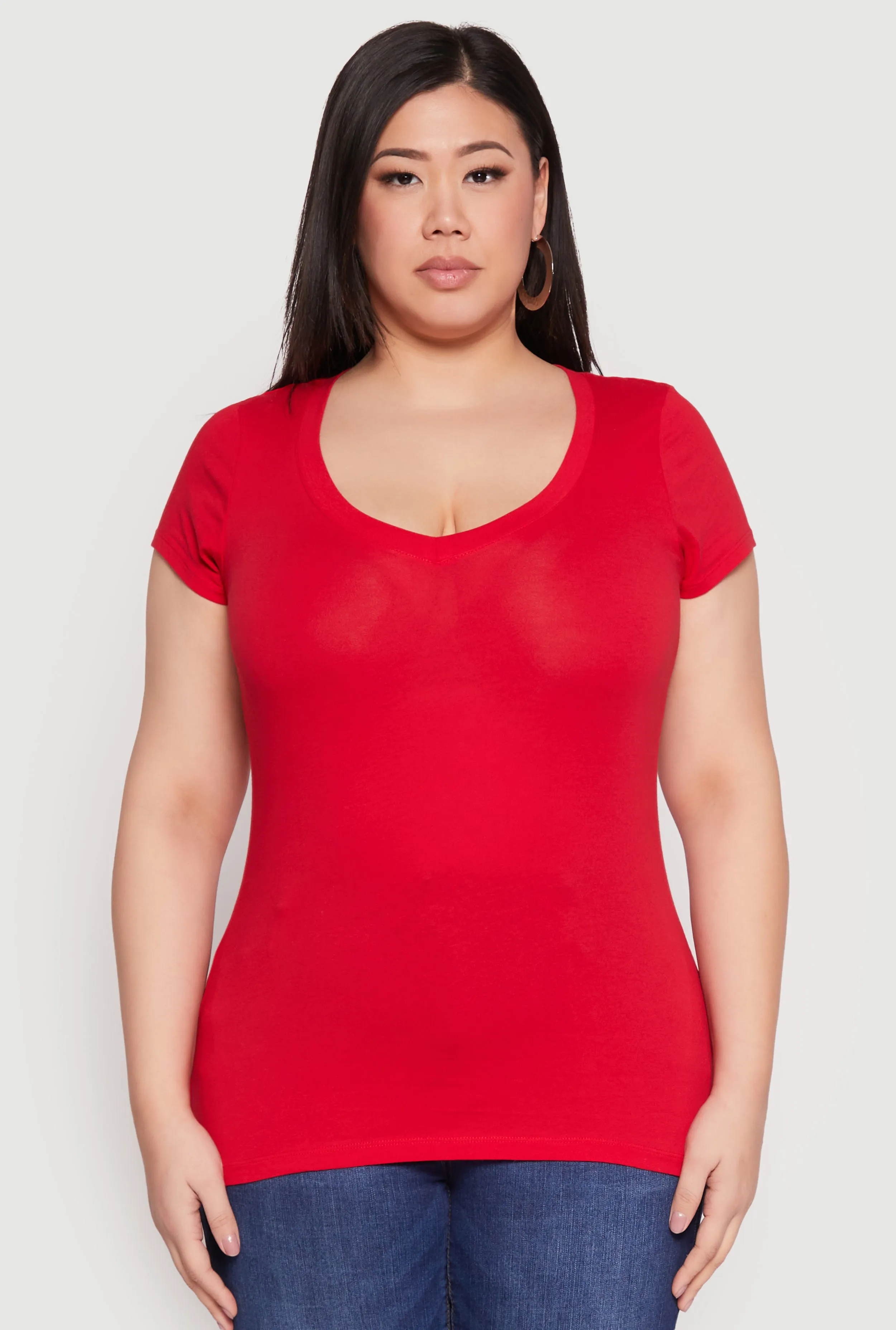 Plus Size Basic V Neck T Shirt sold by Rainbow product image thumbnail 2
