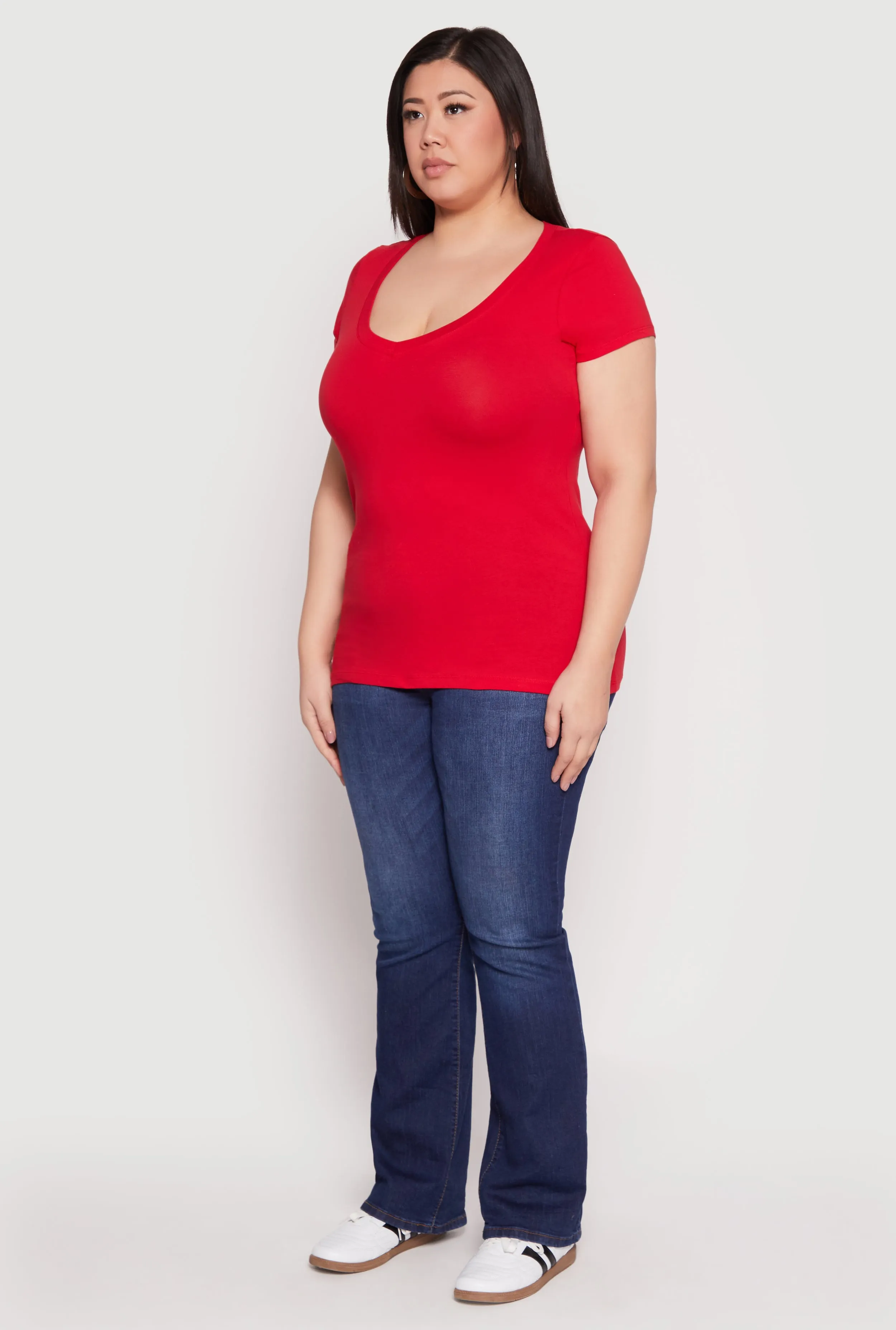 Plus Size Basic V Neck T Shirt sold by Rainbow product image thumbnail 5