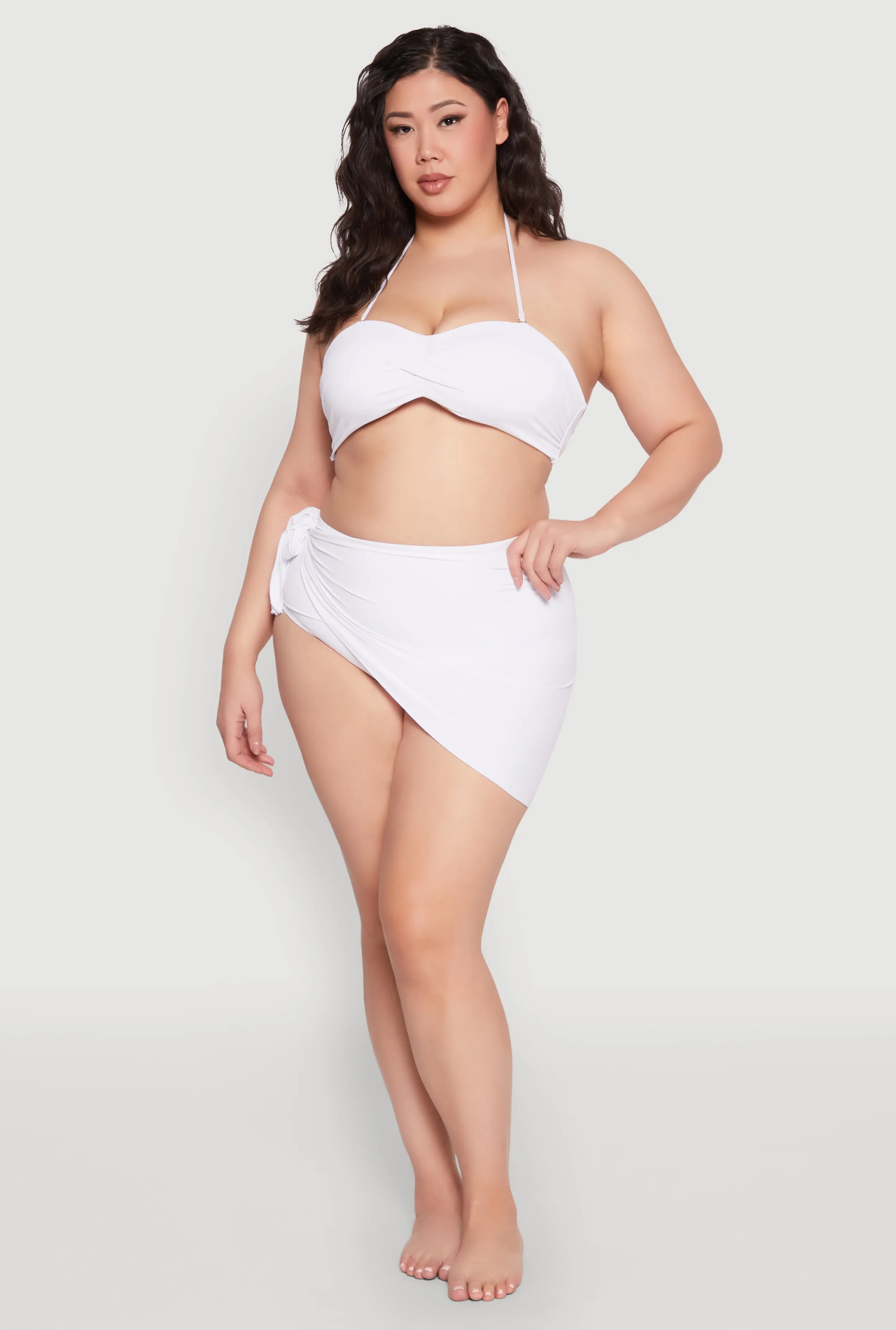 Plus Size Lettuce Edge Side Tie Sarong Cover Up sold by Rainbow