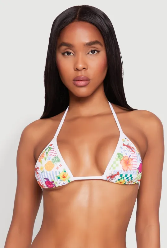 Floral Tropical Print Swim Bikini Top sold by Rainbow