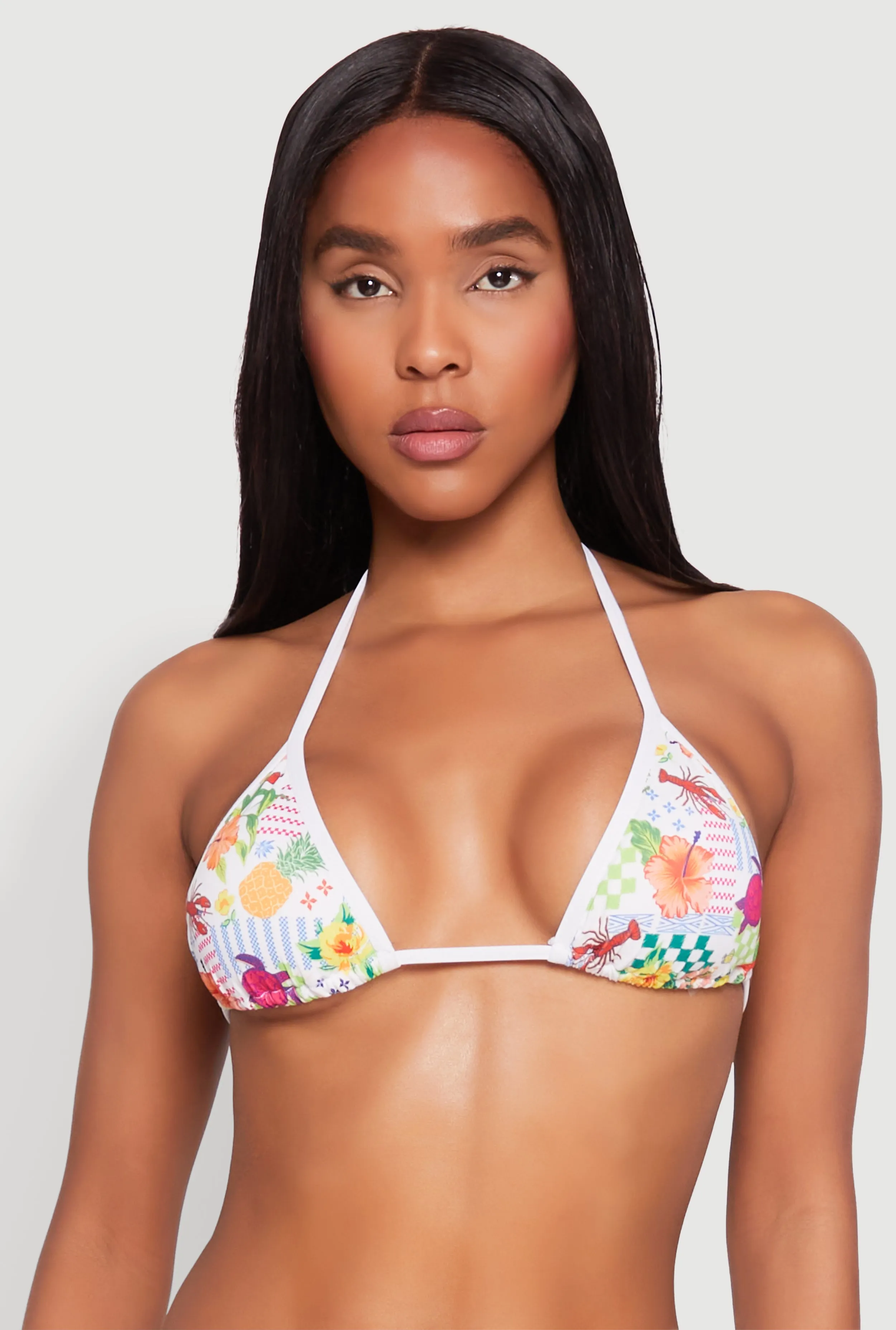 Floral Tropical Print Swim Bikini Top sold by Rainbow