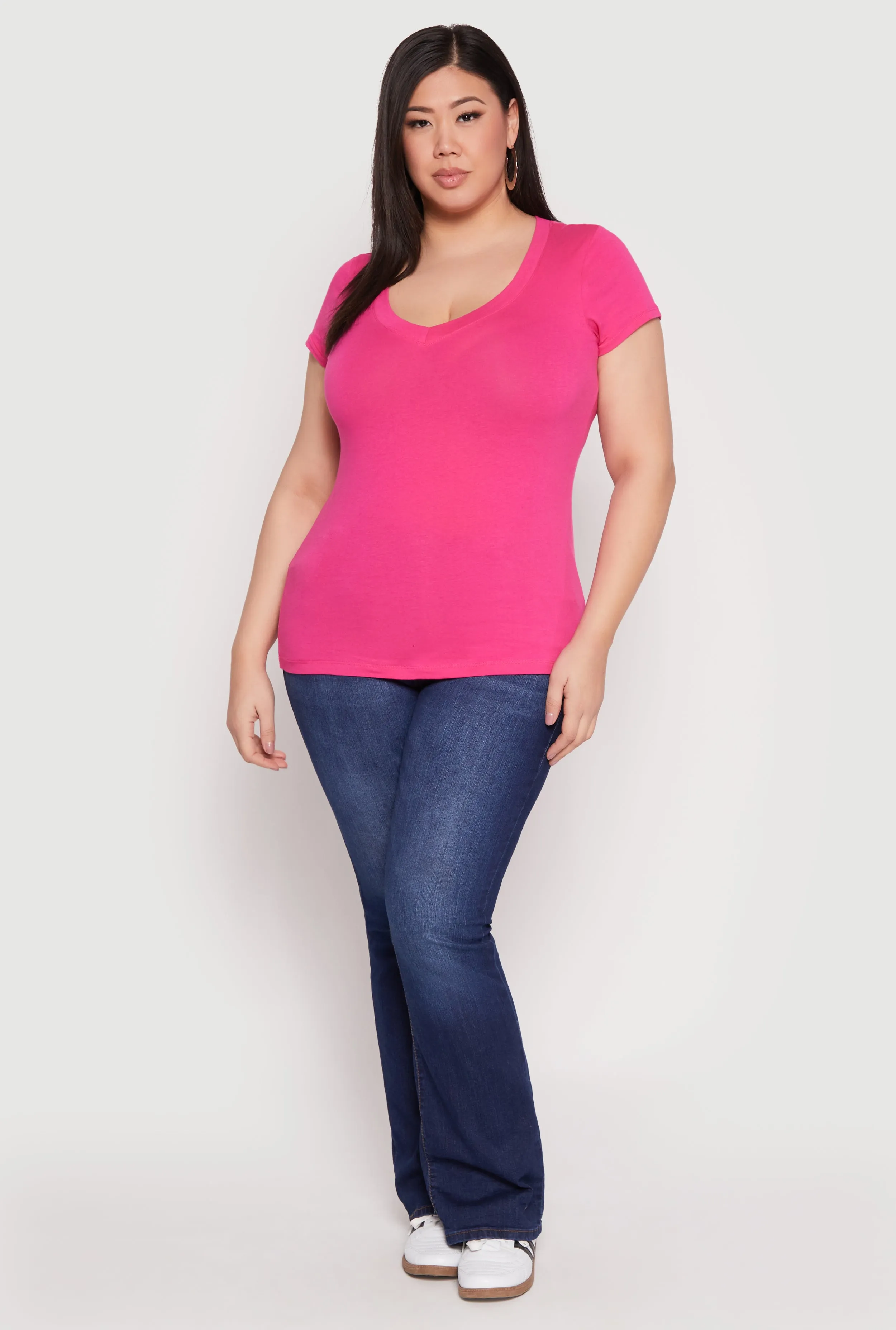 Plus Size Basic V Neck T Shirt sold by Rainbow product image thumbnail 3