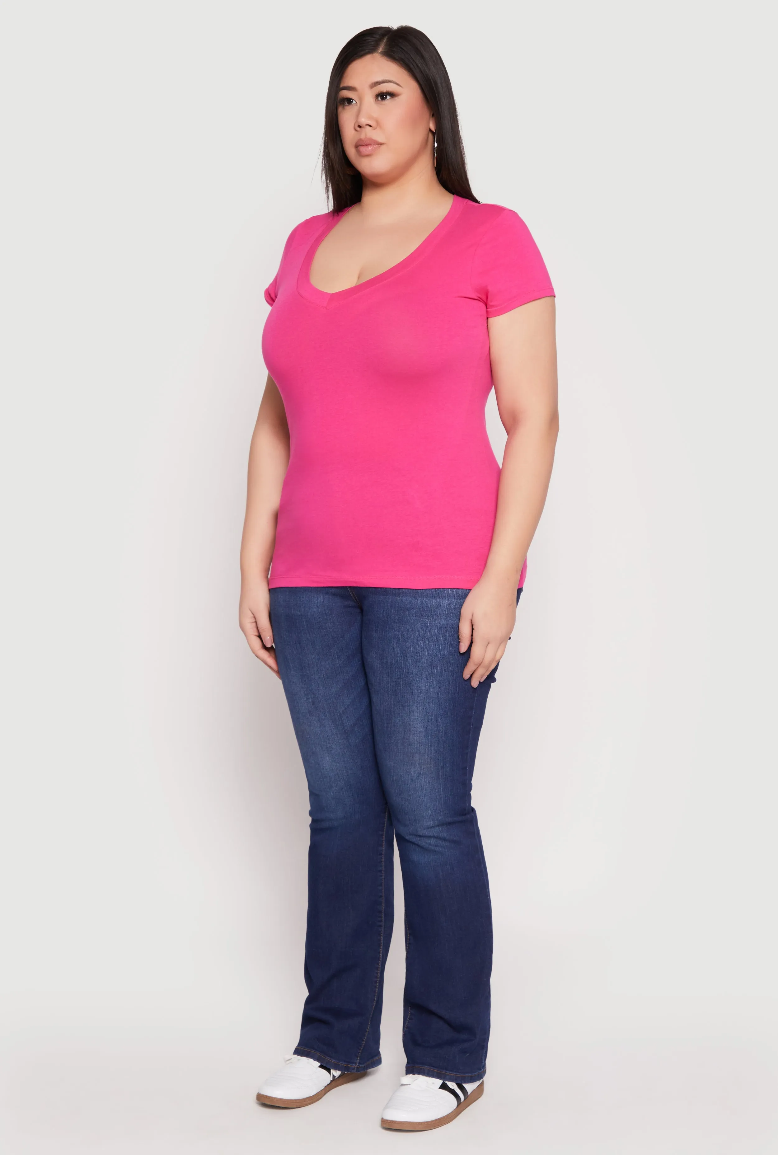 Plus Size Basic V Neck T Shirt sold by Rainbow product image thumbnail 5