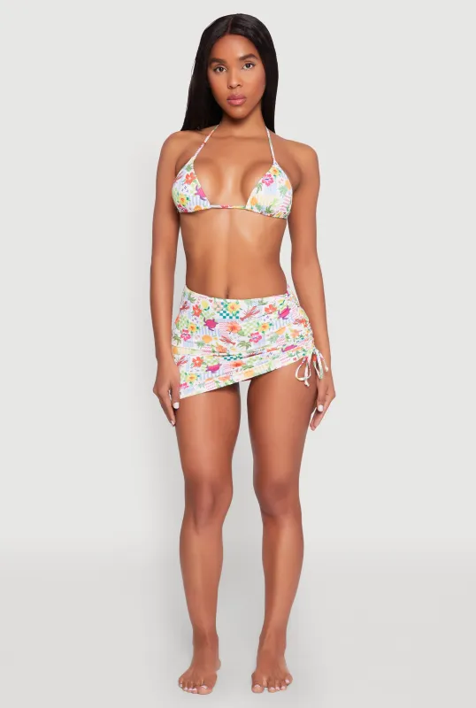 Tropical Print Ruched Cover Up Skirt sold by Rainbow
