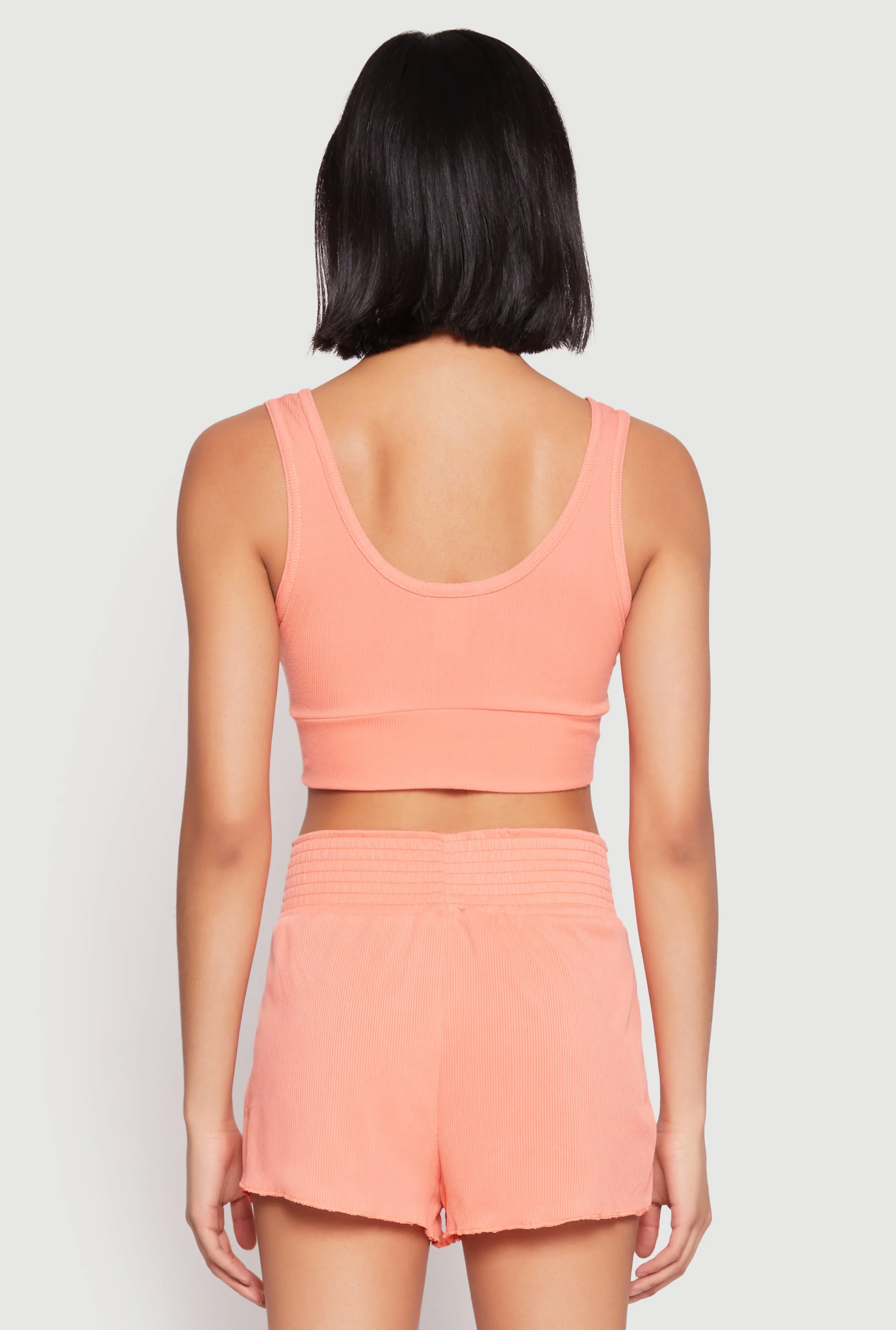 Ribbed Knit Ruched Pajama Tank Top and Smocked Shorts sold by Rainbow product image thumbnail 2