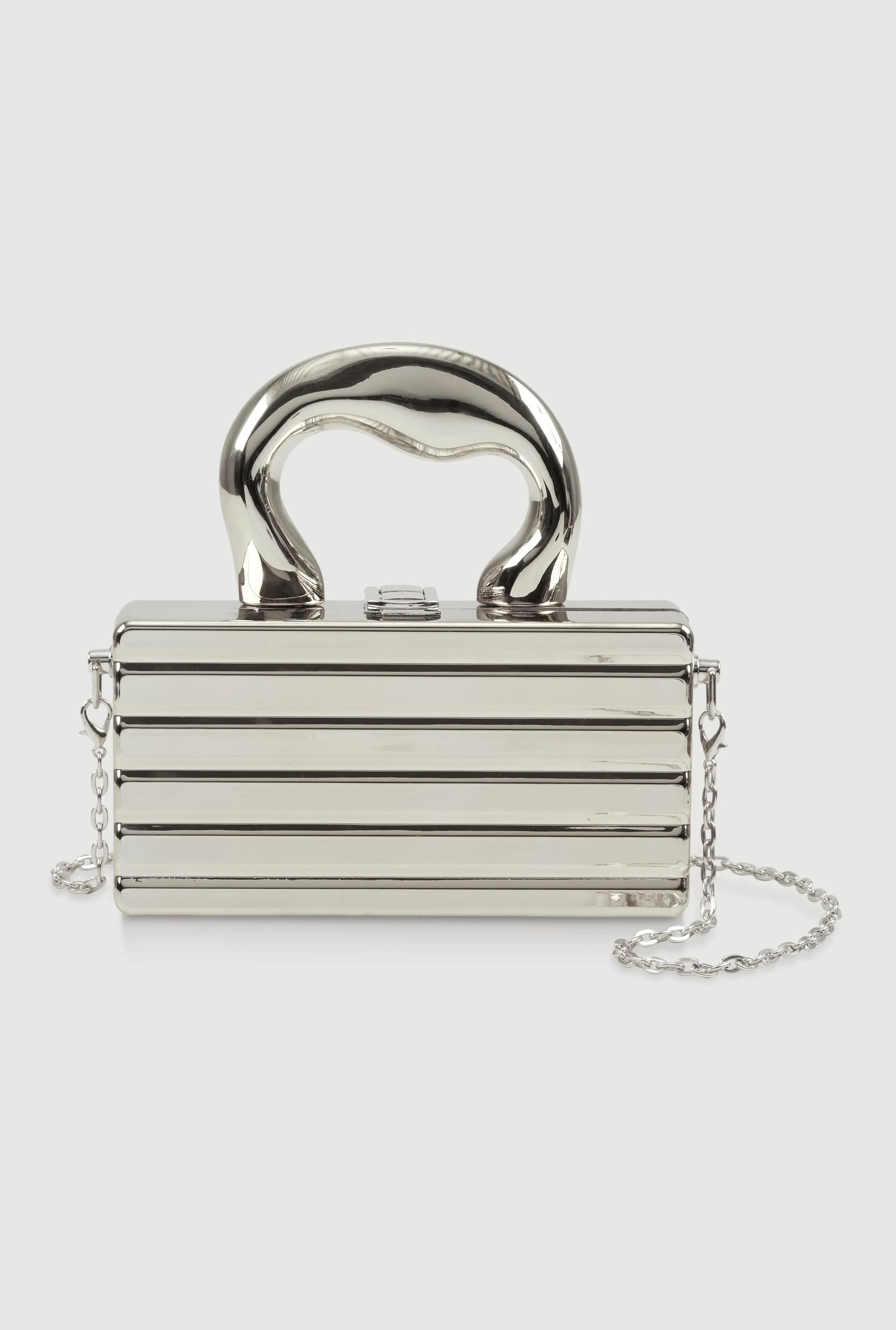 Ribbed Metallic Hard Shell Clutch Purse sold by Rainbow