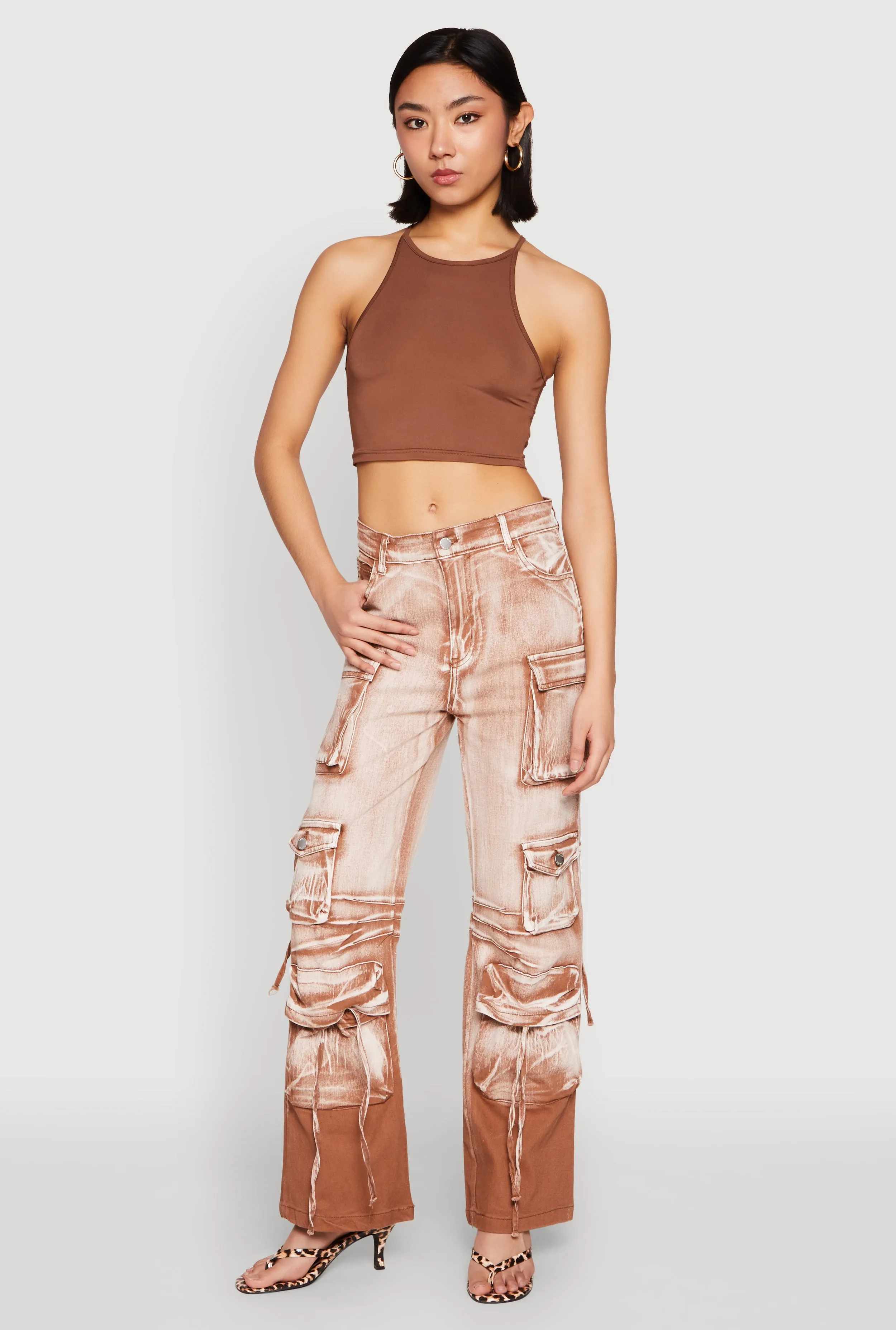 Daisy Mineral Wash Cargo Baggy Jeans sold by Rainbow