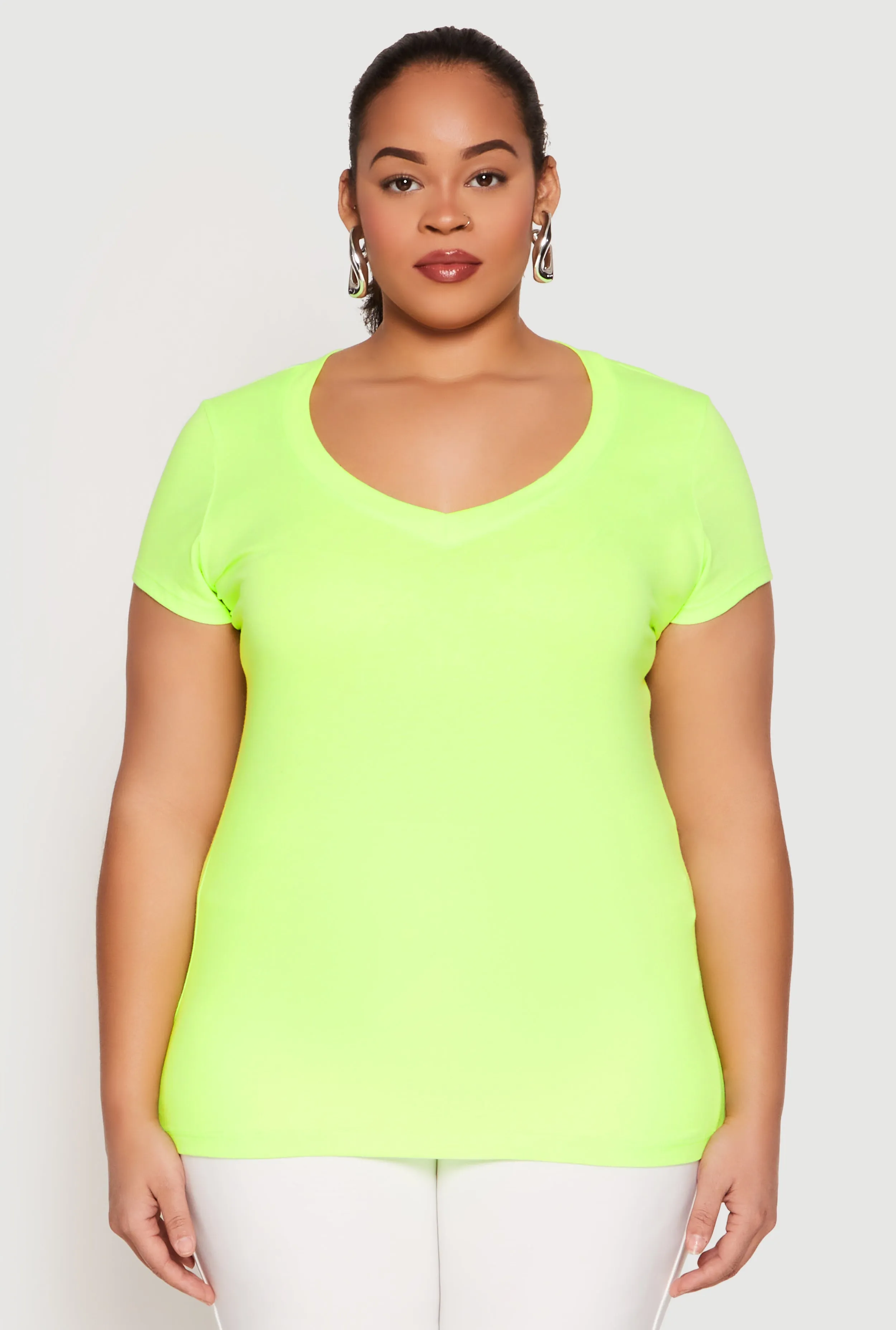 Plus Size Basic V Neck T Shirt sold by Rainbow product image thumbnail 2
