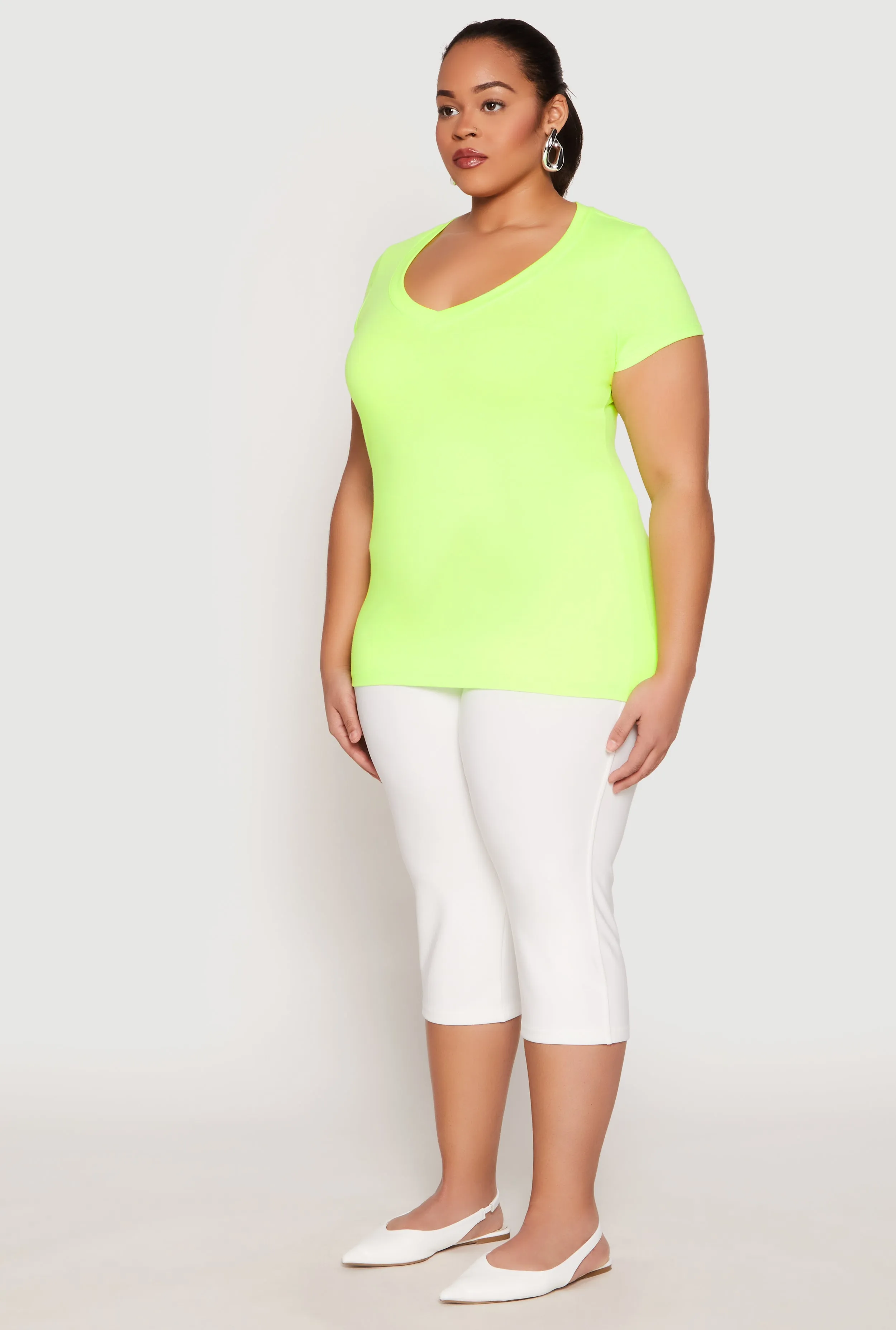Plus Size Basic V Neck T Shirt sold by Rainbow product image thumbnail 5