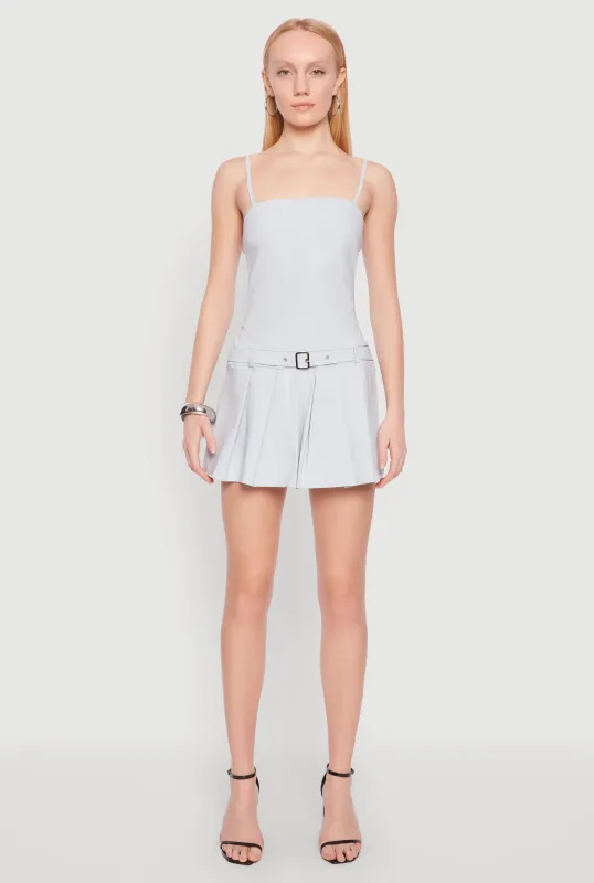Belted Front Pleated Drop Waist Dress sold by Rainbow