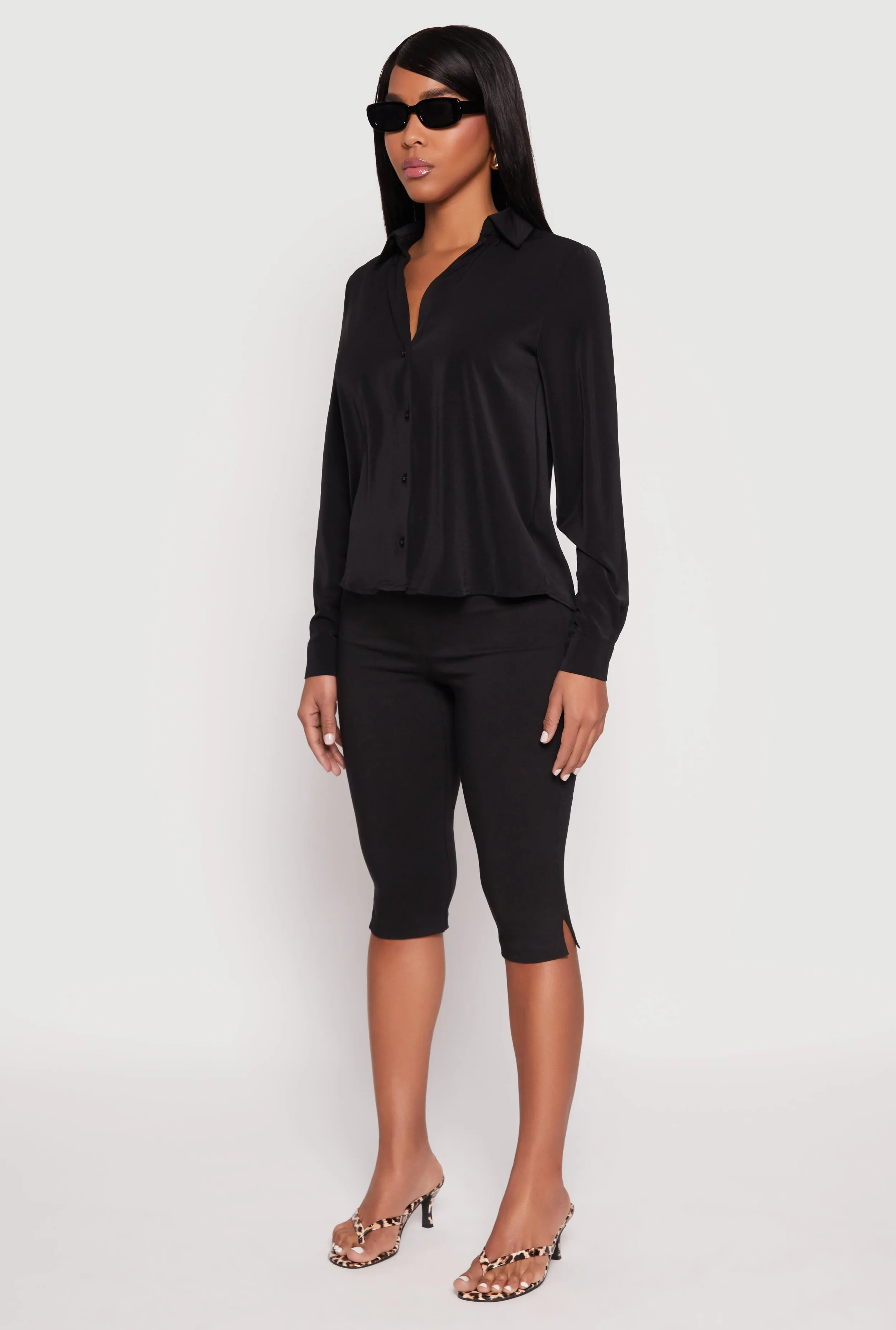 Crepe Knit Button Front Shirt sold by Rainbow product image thumbnail 5