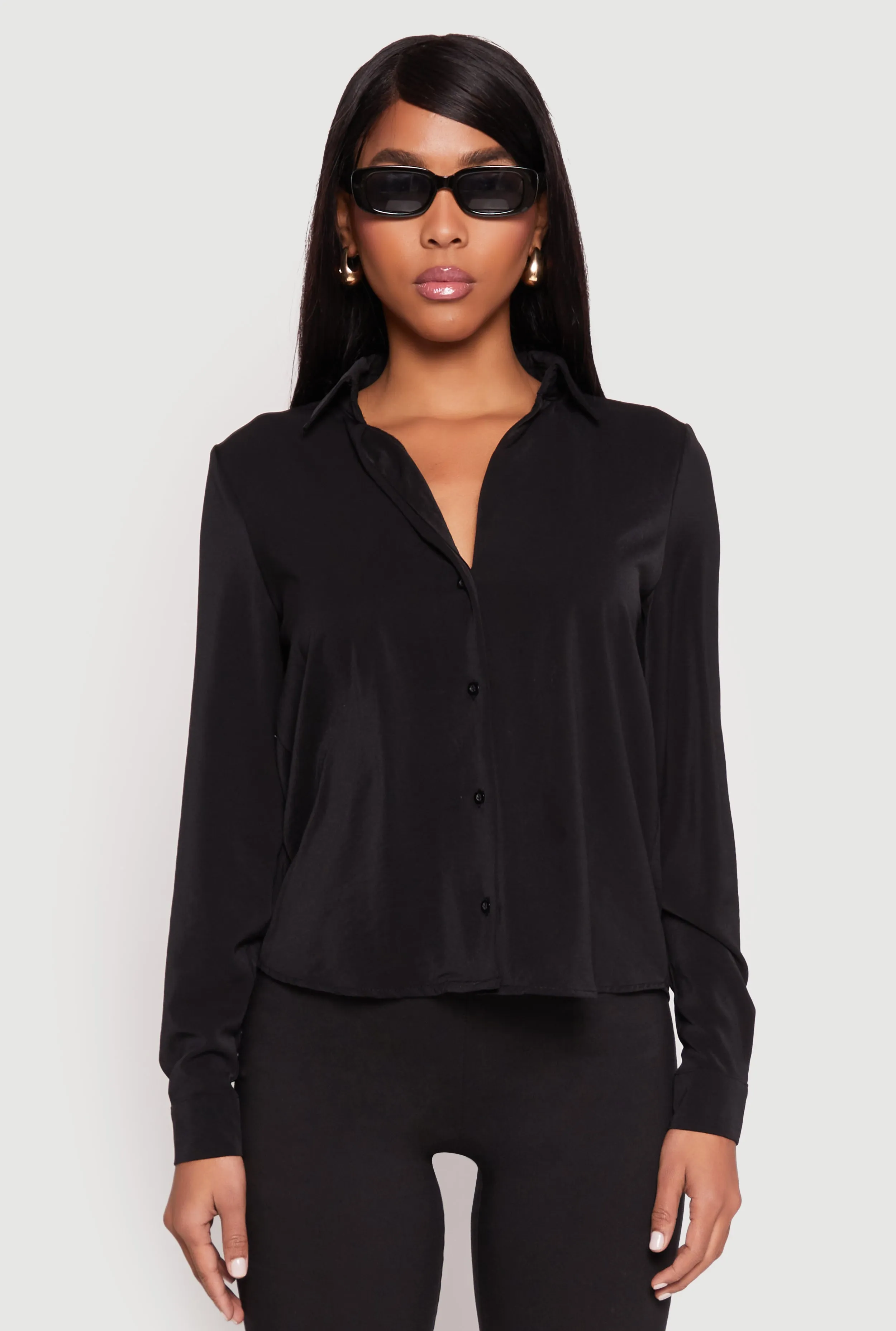 Crepe Knit Button Front Shirt sold by Rainbow product image thumbnail 2