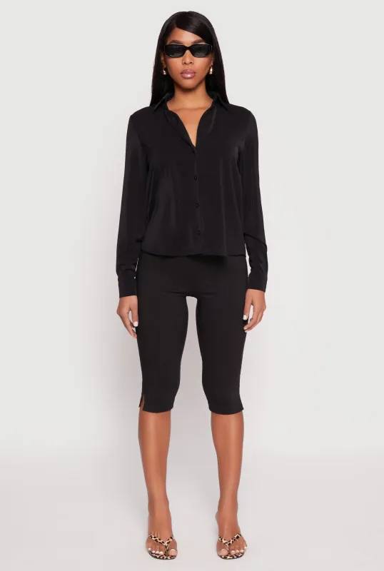 Crepe Knit Button Front Shirt sold by Rainbow