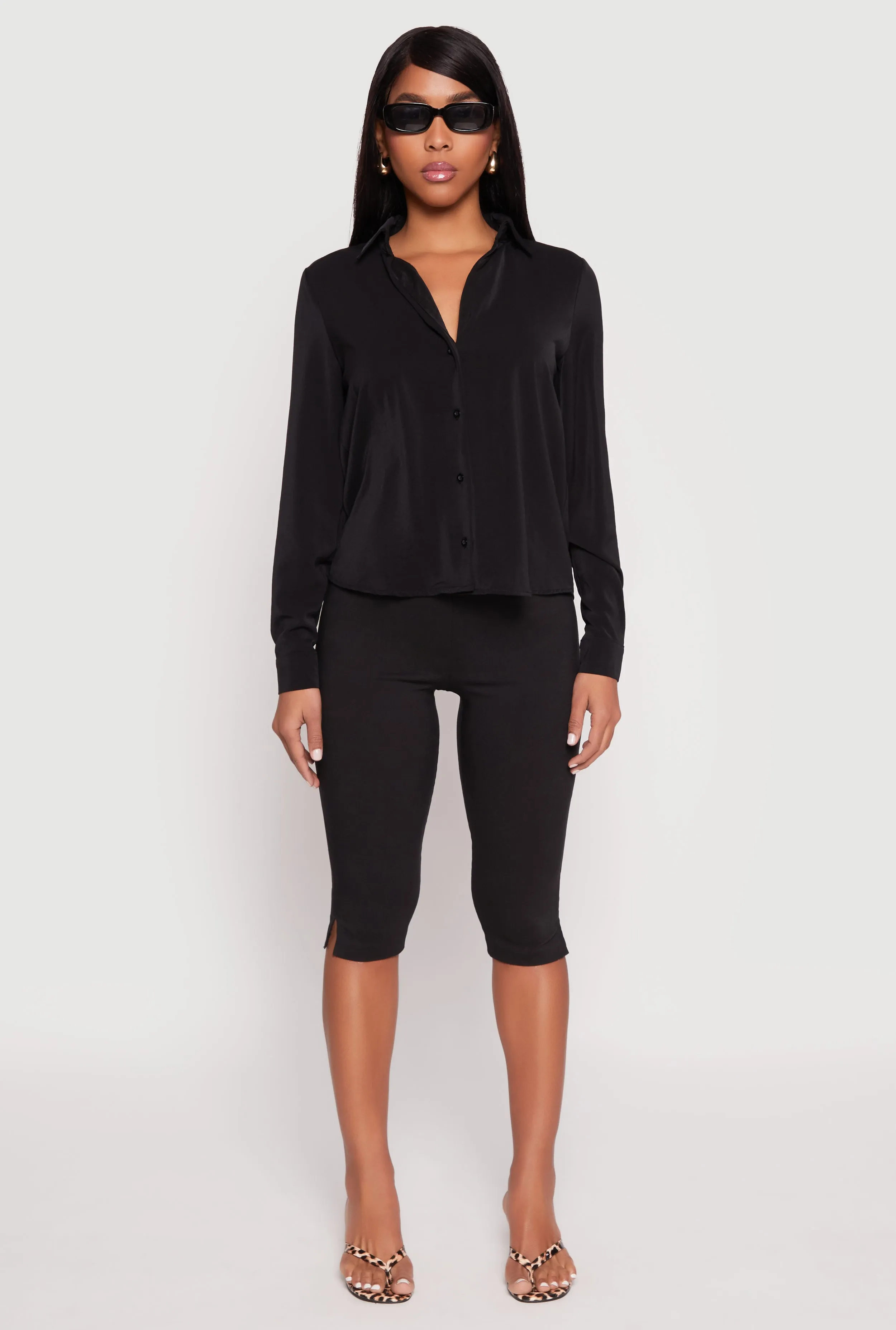 Crepe Knit Button Front Shirt sold by Rainbow